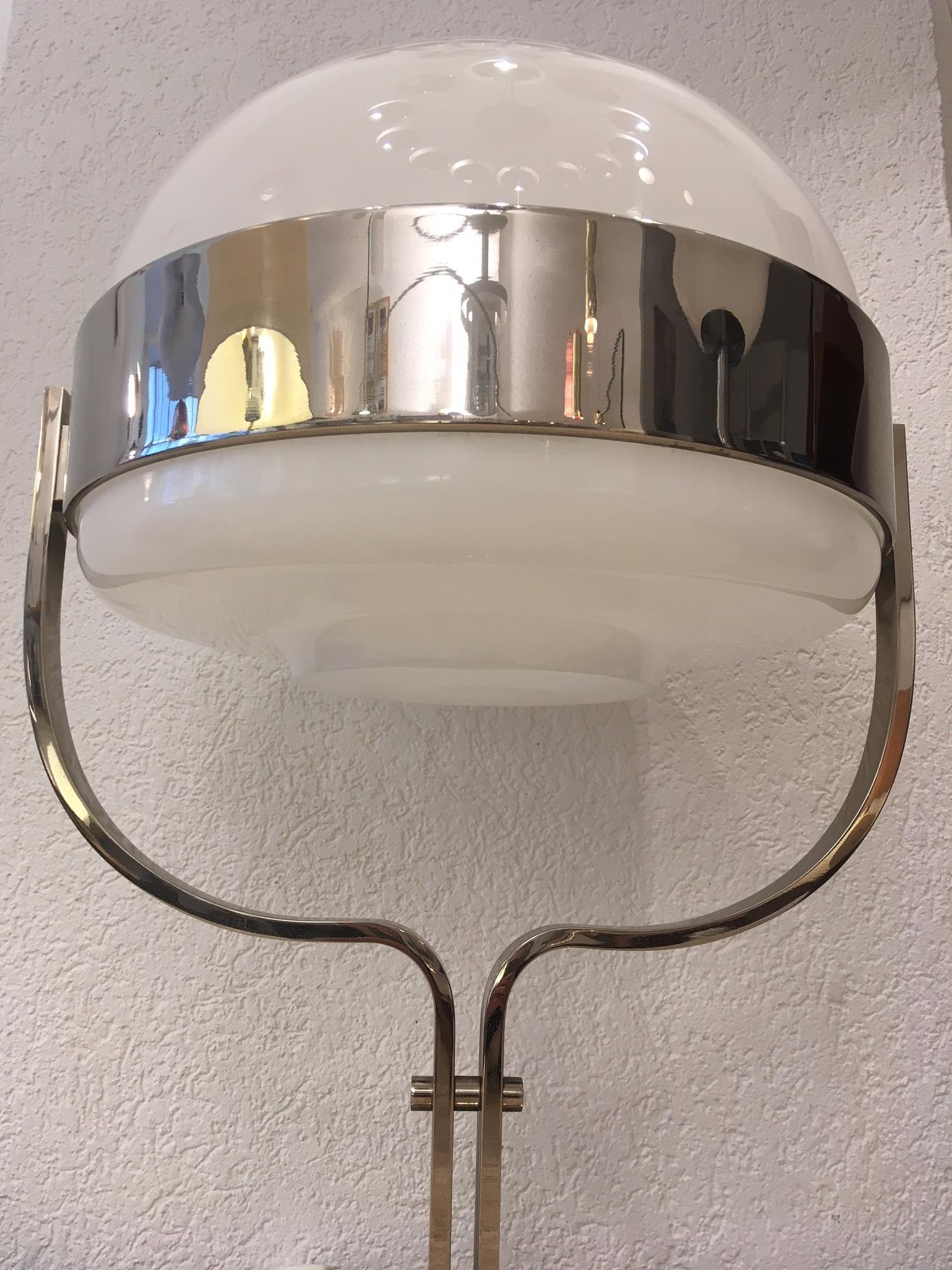 Late 20th Century Chrome and Acrylic Heavy Table Lamp, 1970s