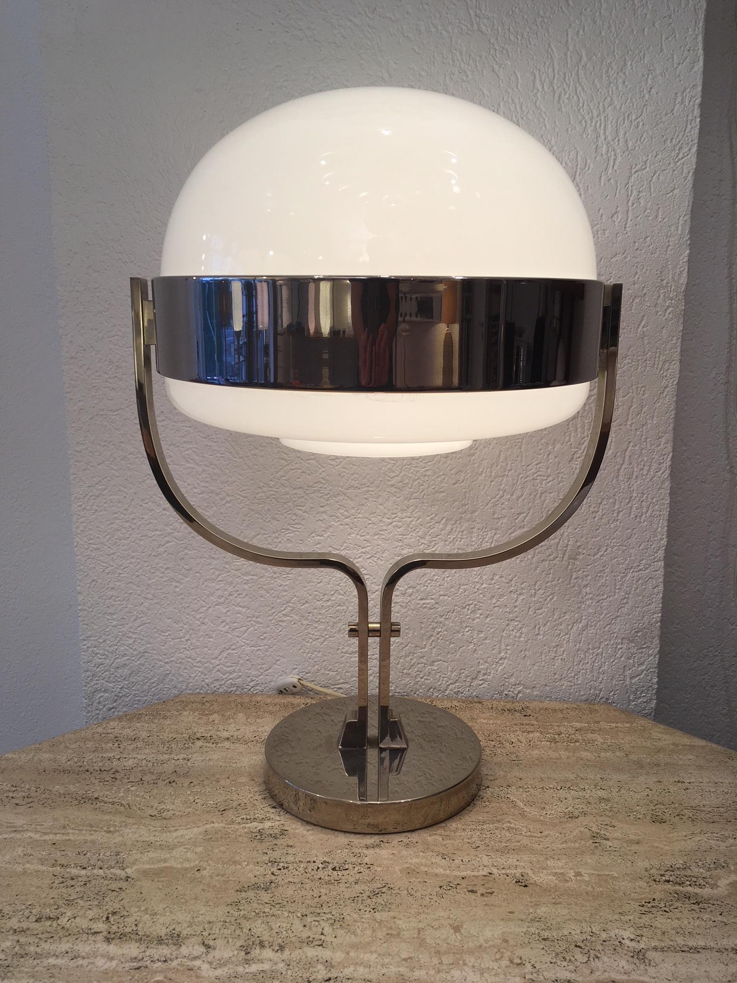 Chrome and Acrylic Heavy Table Lamp, 1970s 1