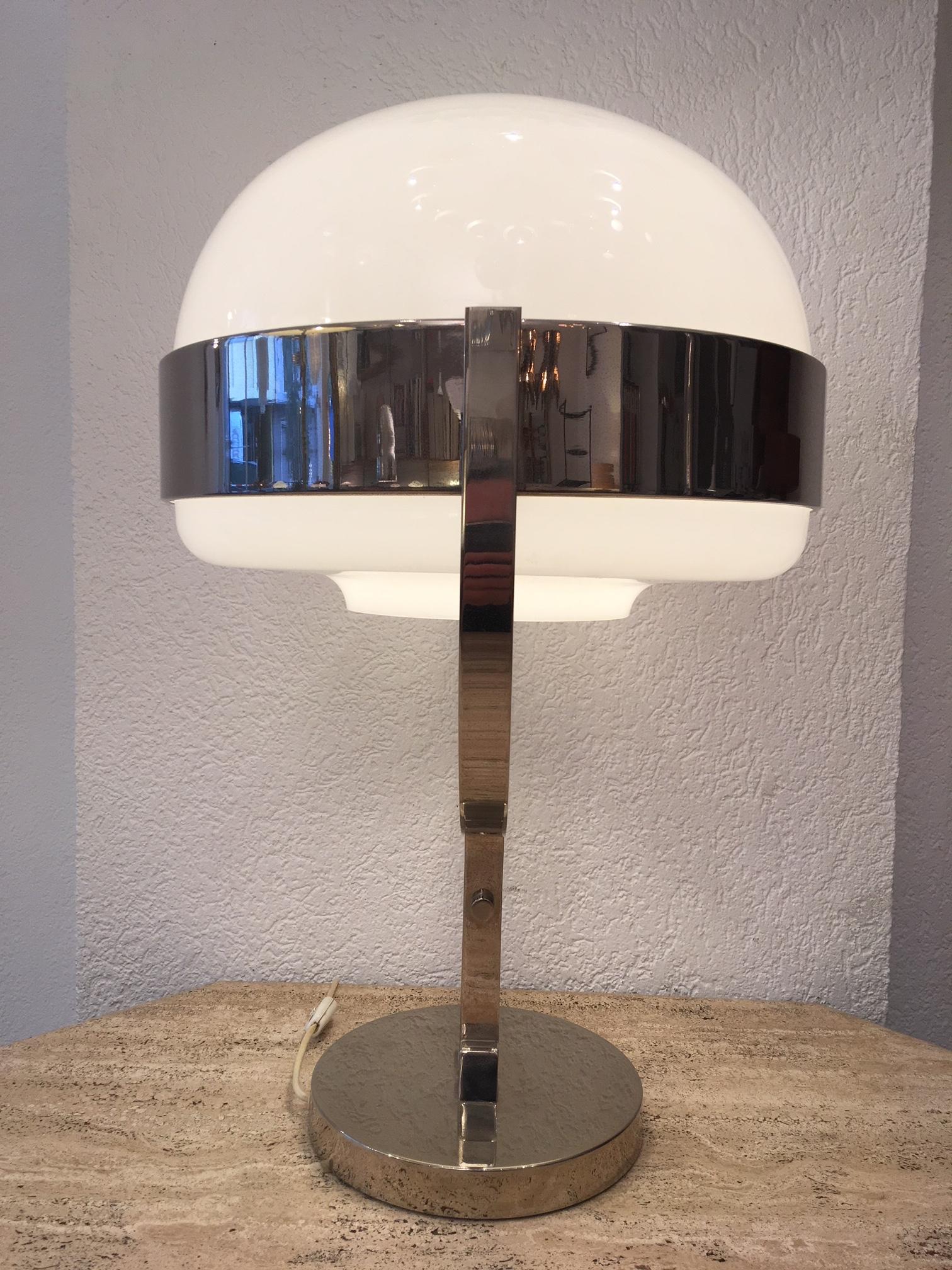 Chrome and Acrylic Heavy Table Lamp, 1970s 4