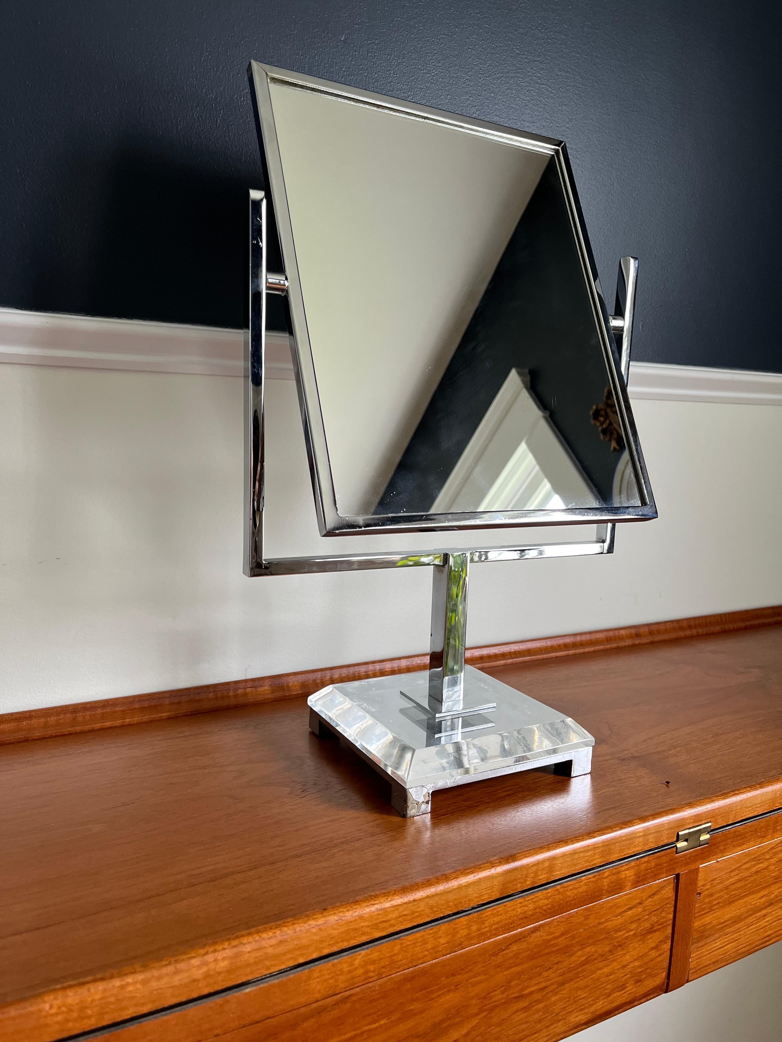 American Chrome and Acrylic Vanity Mirror by Charles Hollis Jones For Sale