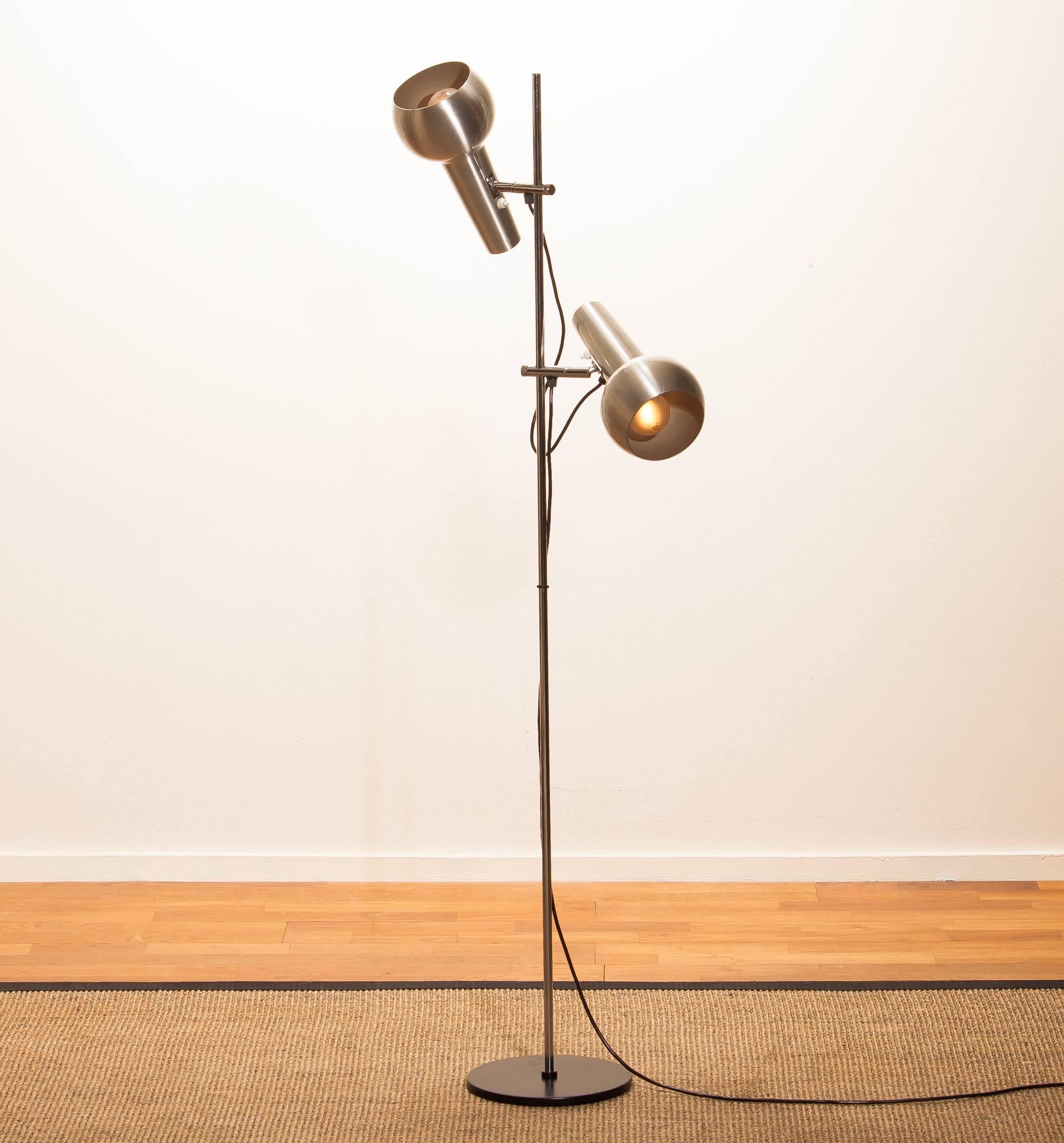 Late 20th Century Chrome and Aluminium Double Shade Floor Lamp by Koch & Lowy from the 1970s, US