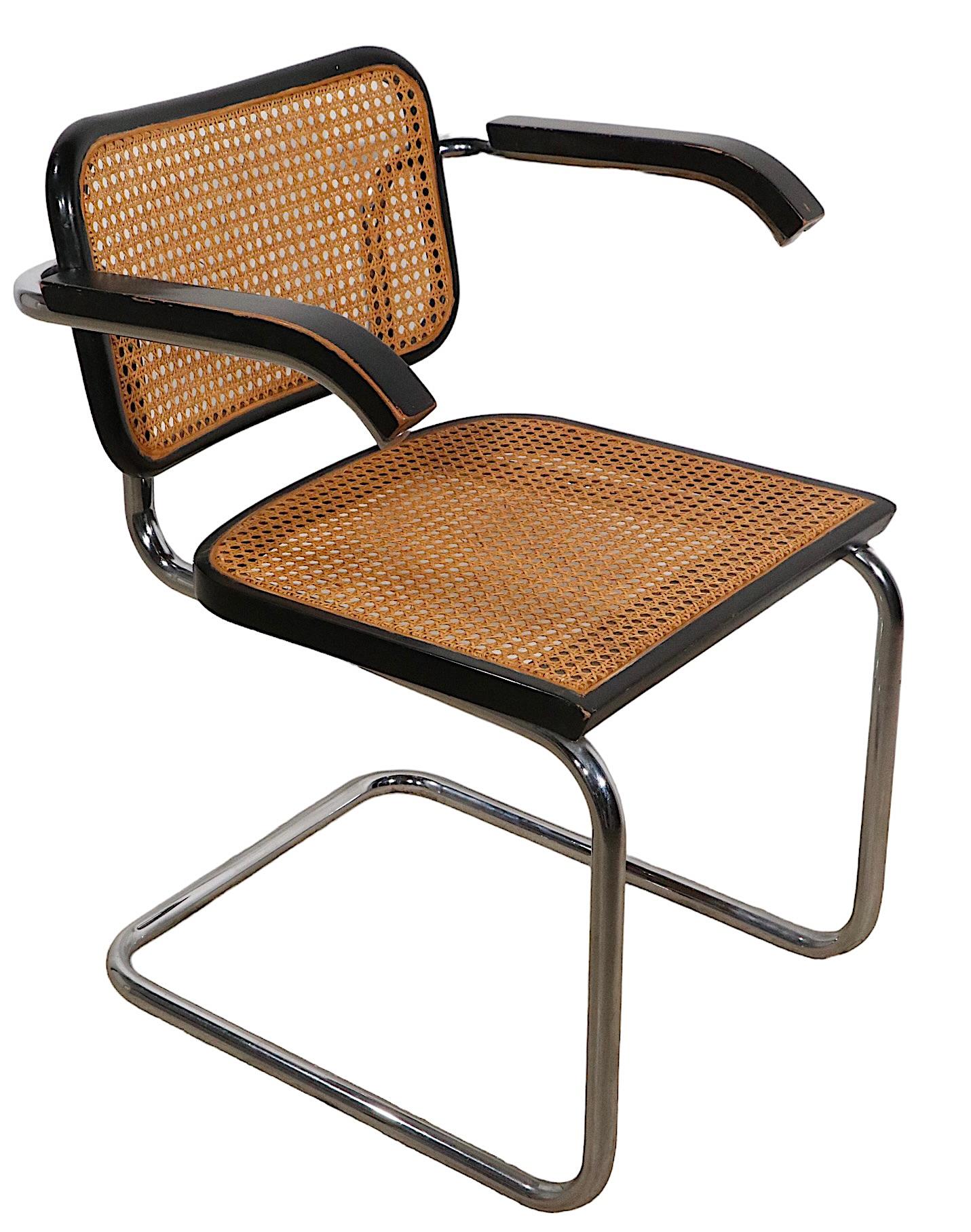 Chrome and Black Cesca Chair Designed by Marcel Breuer Made in Italy circa 1970s For Sale 2