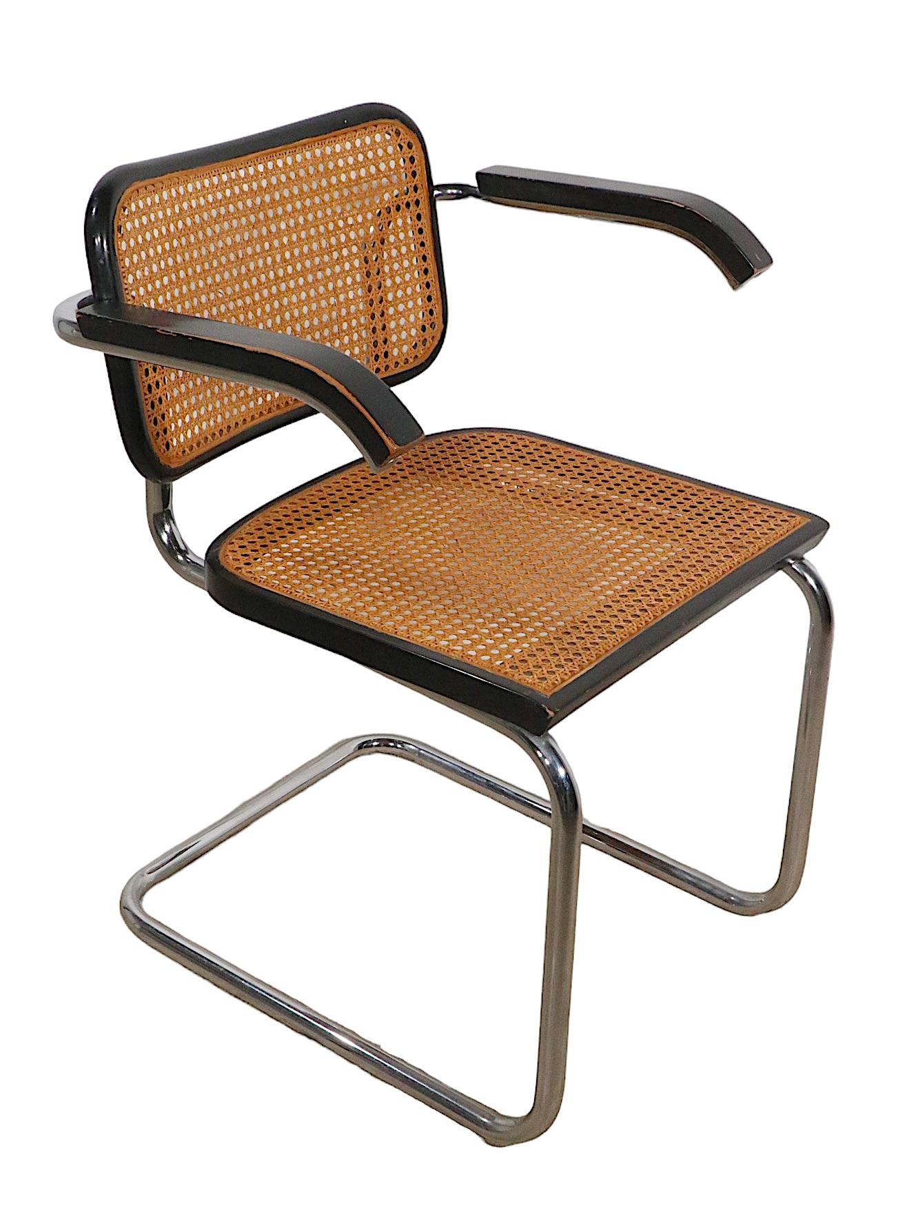 Chrome and Black Cesca Chair Designed by Marcel Breuer Made in Italy circa 1970s 3