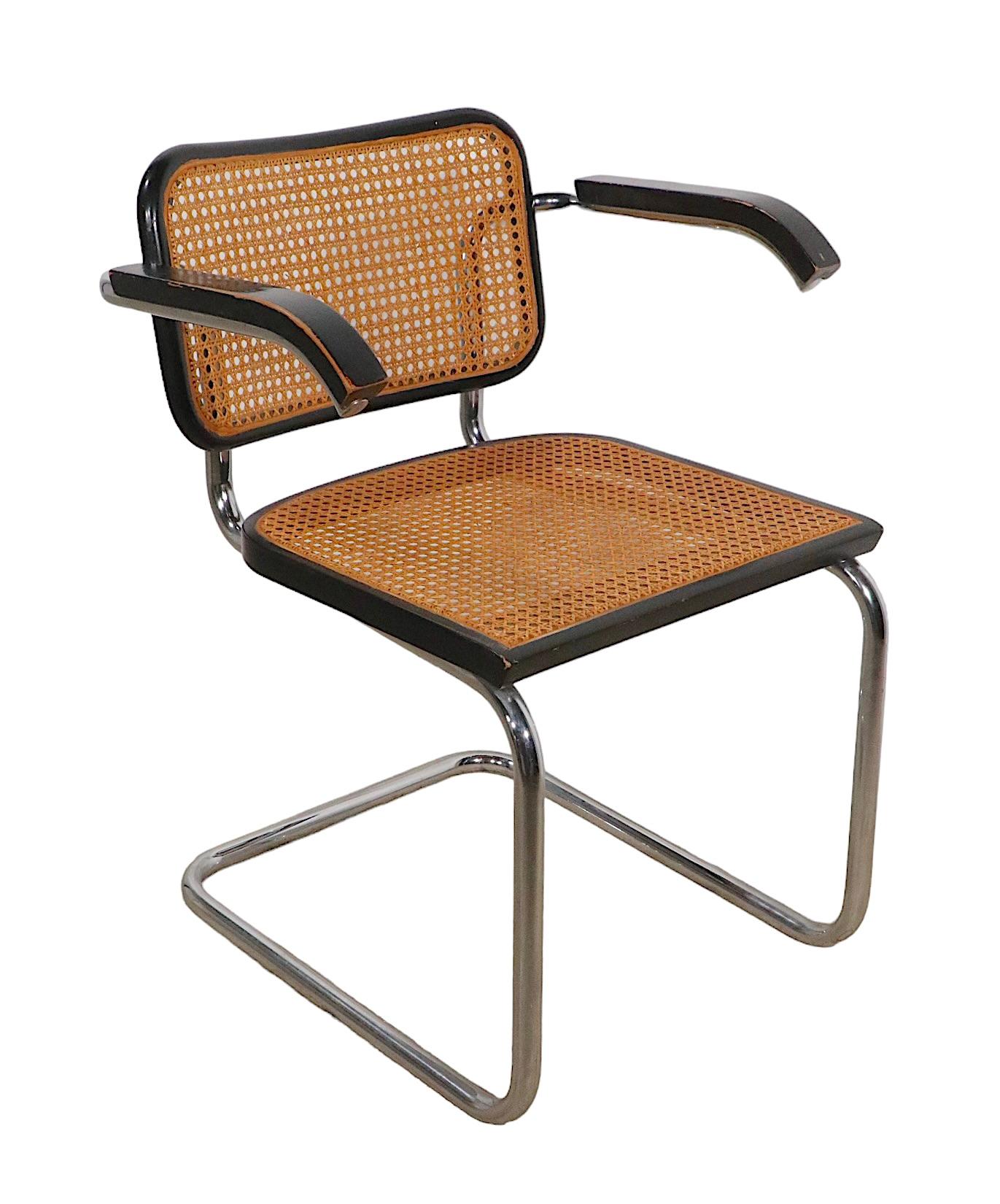 Chrome and Black Cesca Chair Designed by Marcel Breuer Made in Italy circa 1970s For Sale 4