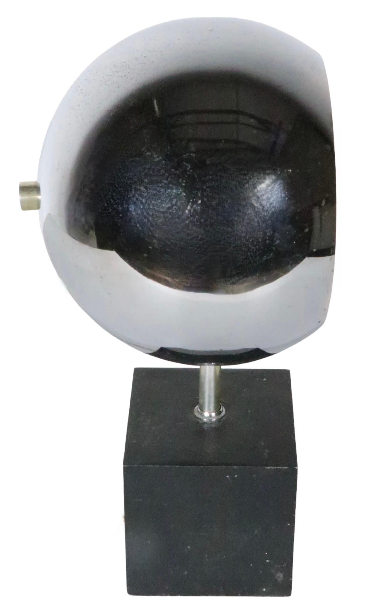 Chrome and Black Eyeball Lamp att. to Sonneman c 1970's  5
