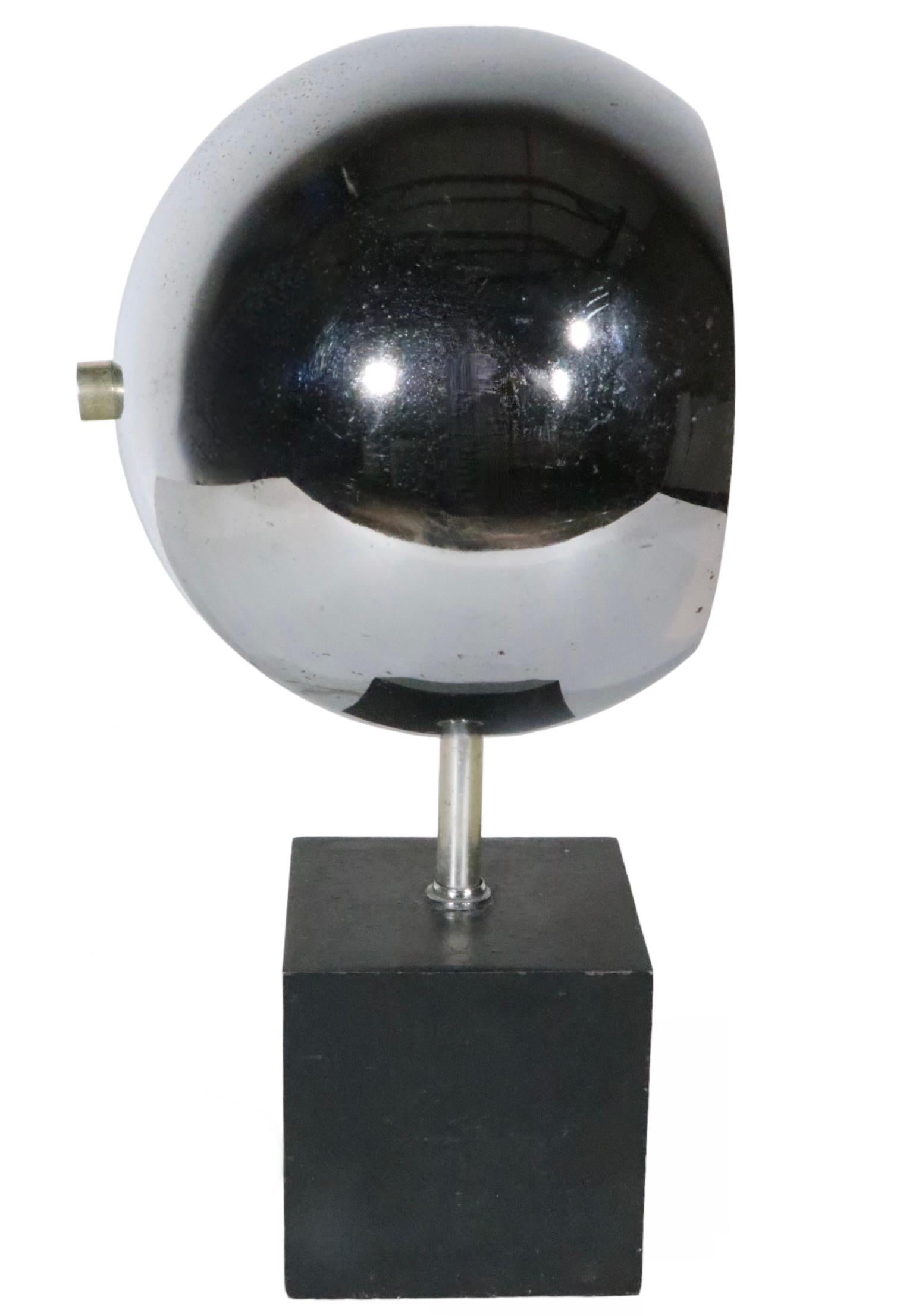 Chrome and Black Eyeball Lamp att. to Sonneman c 1970's  6
