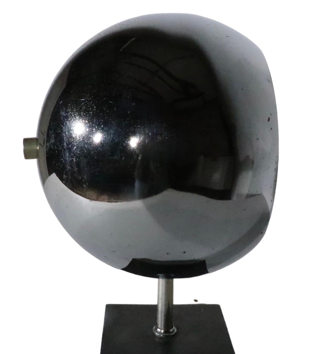 Chrome and Black Eyeball Lamp att. to Sonneman c 1970's  In Good Condition In New York, NY