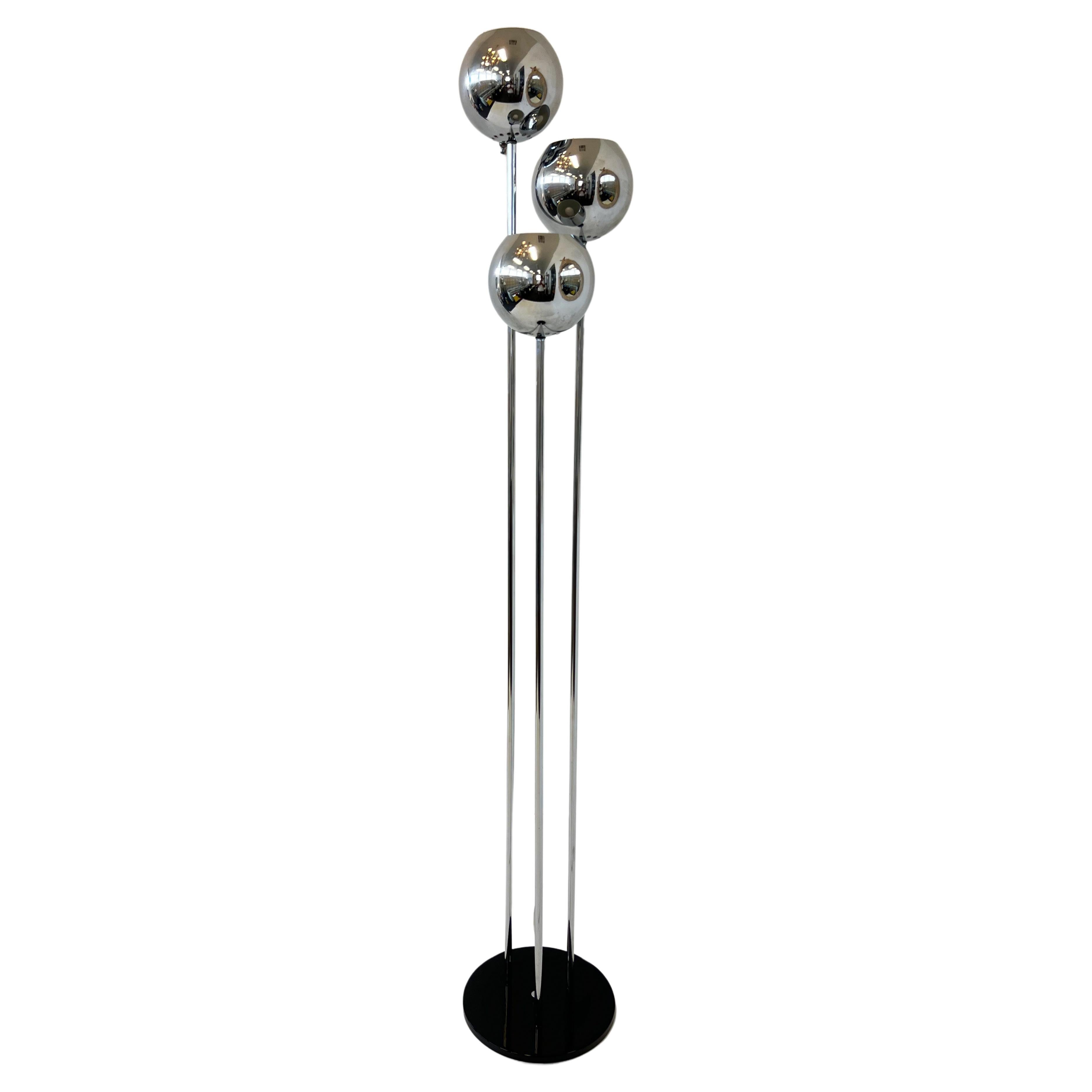 Chrome and Black Floor lamp by Robert Sonneman