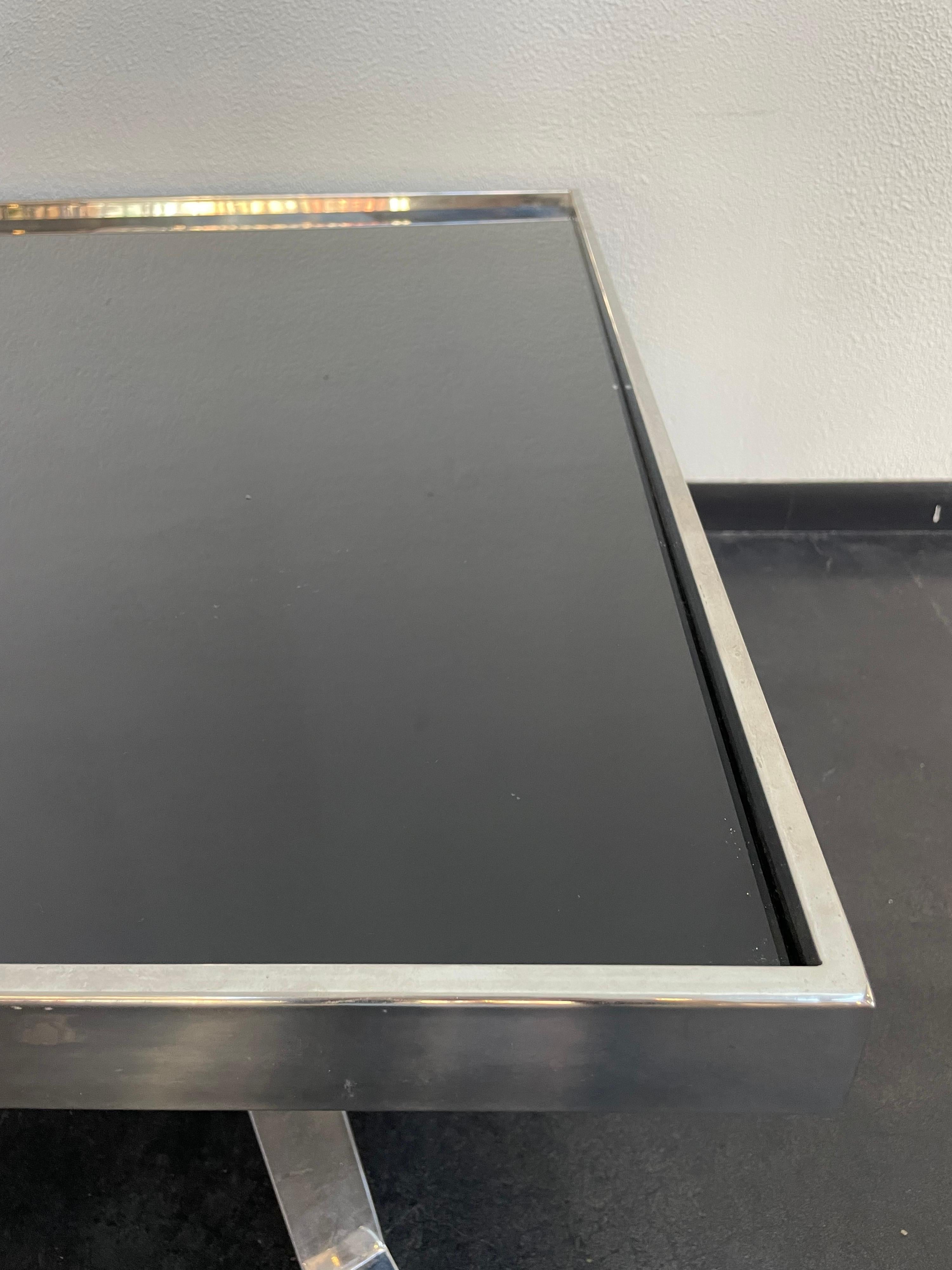 Chrome and Black Glass Cocktail Table In Good Condition In Philadelphia, PA