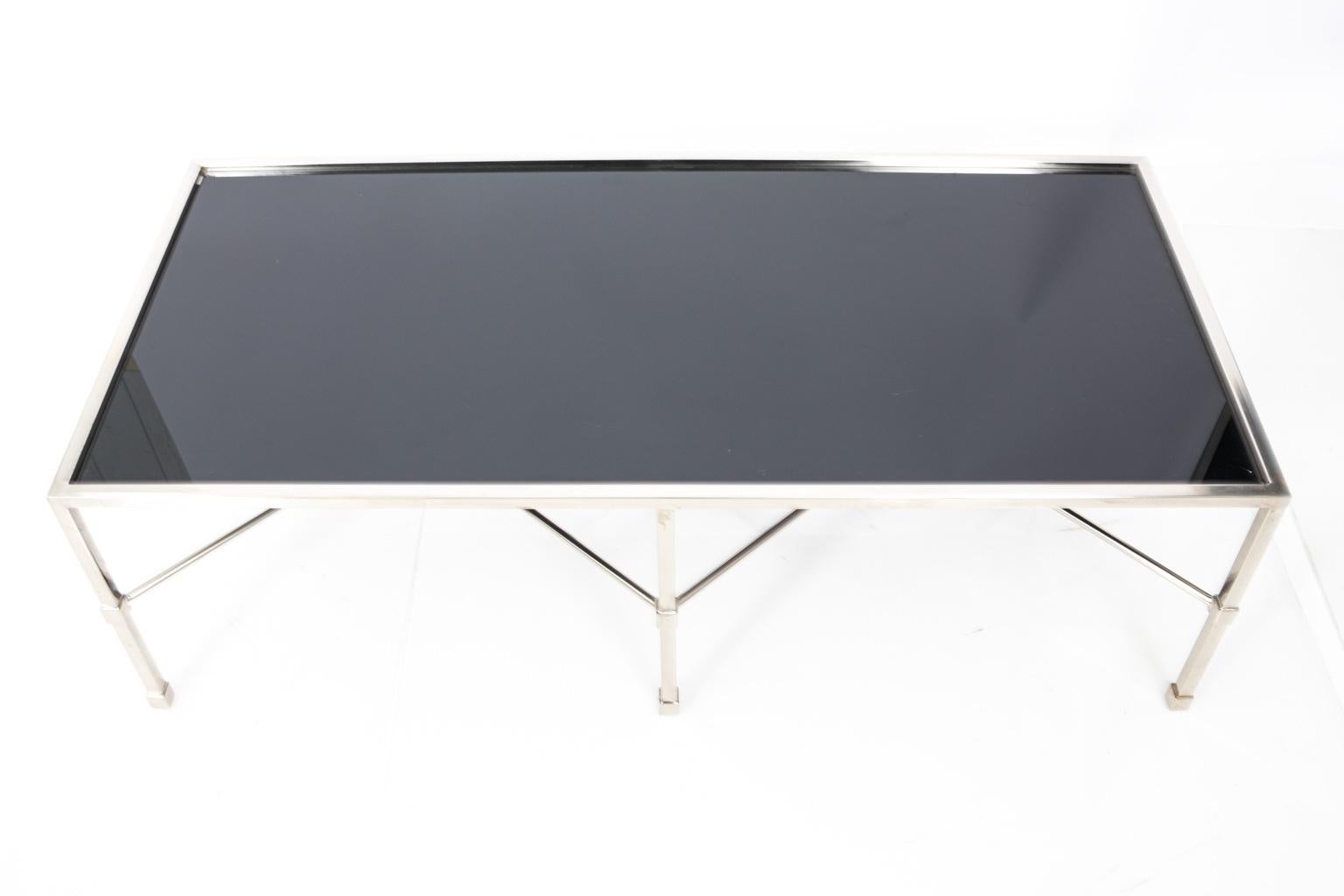 Late 20th Century Chrome and Black Glass Coffee Table