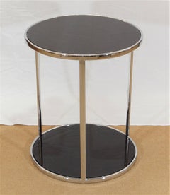 Chrome and Black Glass Side Table