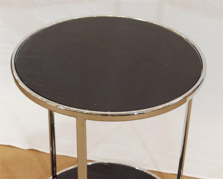Chrome and Black Glass Side Table For Sale at 1stDibs
