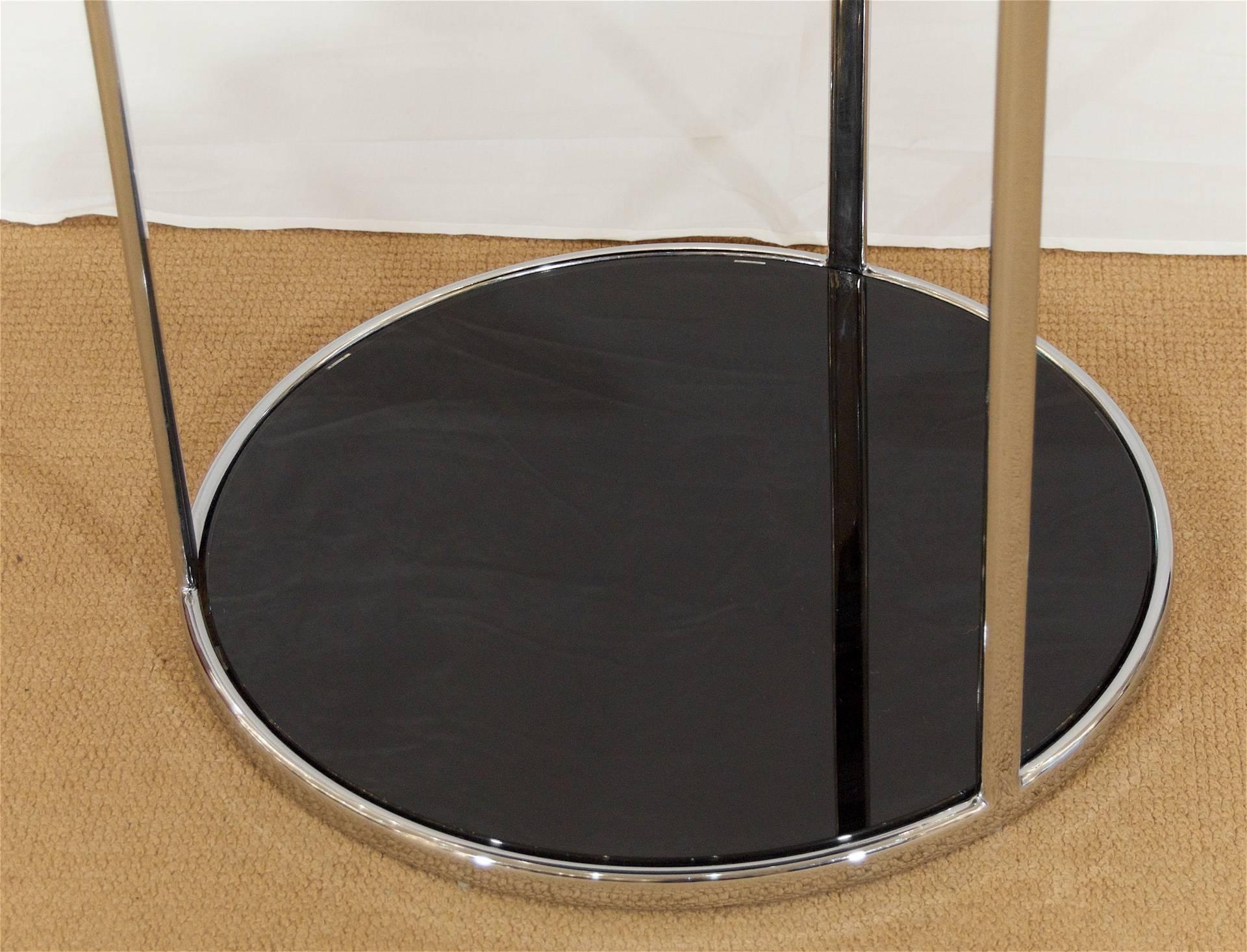 Mid-Century Modern Chrome and Black Glass Side Table For Sale