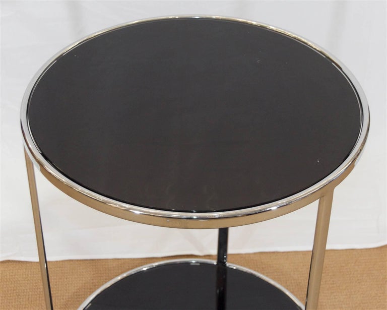 Chrome and Black Glass Side Table For Sale at 1stDibs