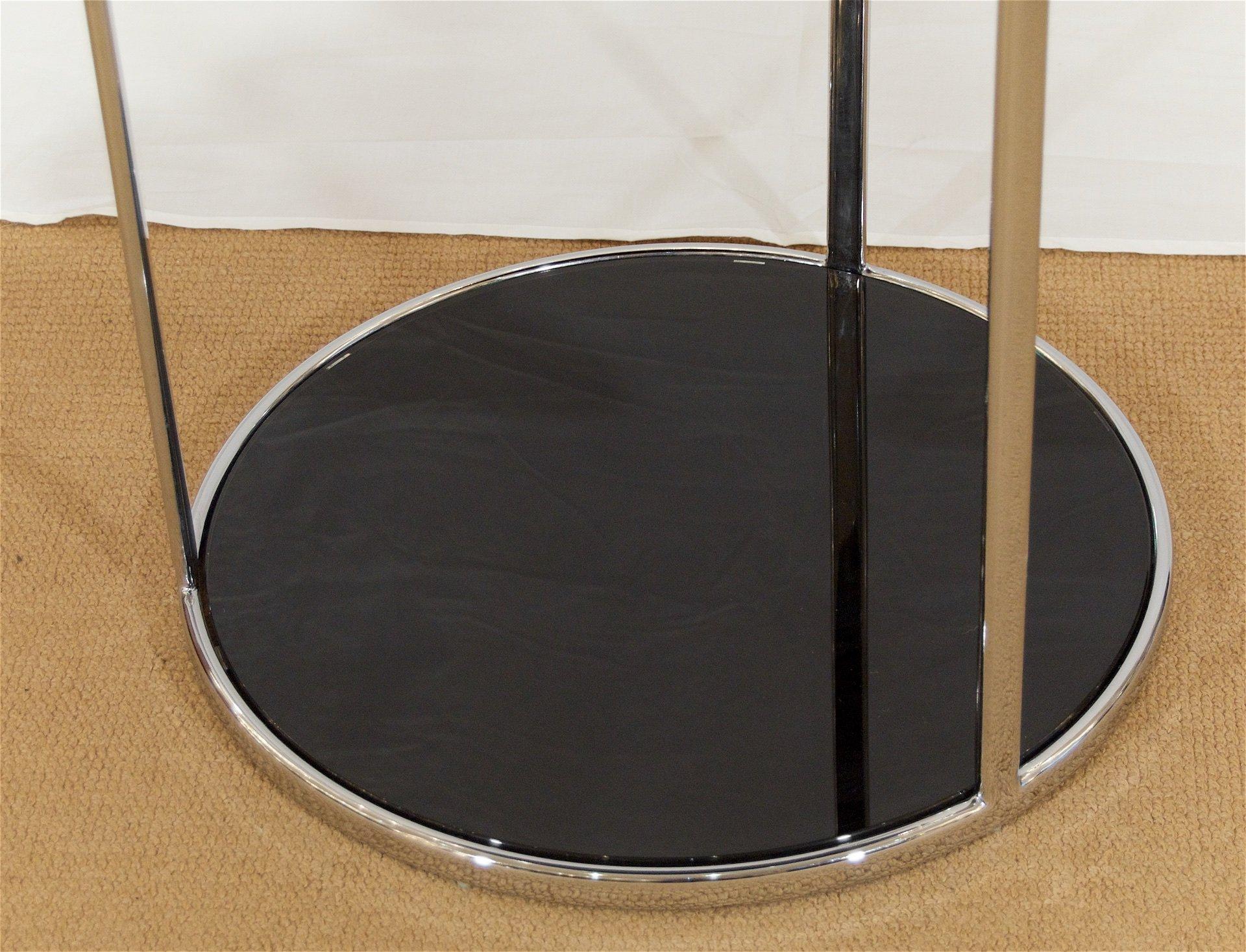 20th Century Chrome and Black Glass Side Table