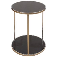 Chrome and Black Glass Side Table