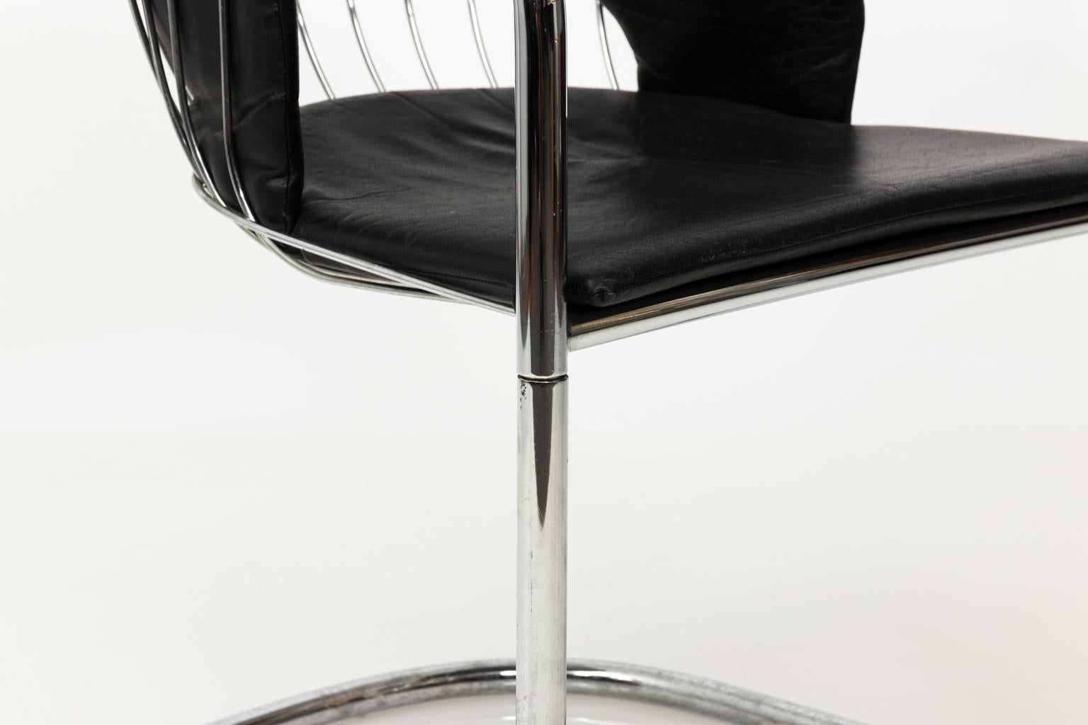 Chrome and Black Leather Armchair by Cidue 4