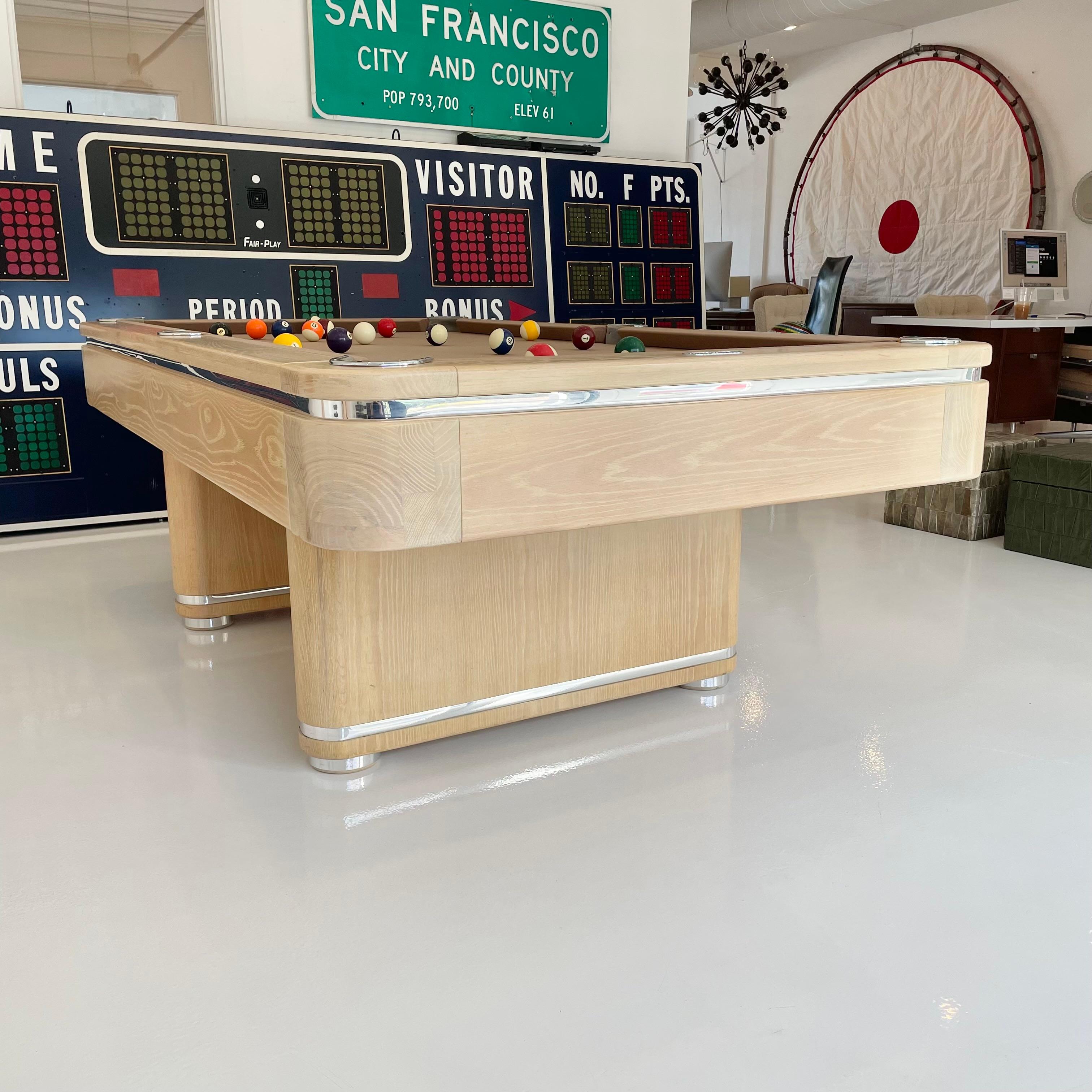 Chrome and Bleached Cherry Golden West Pool Table, 1980s USA 3