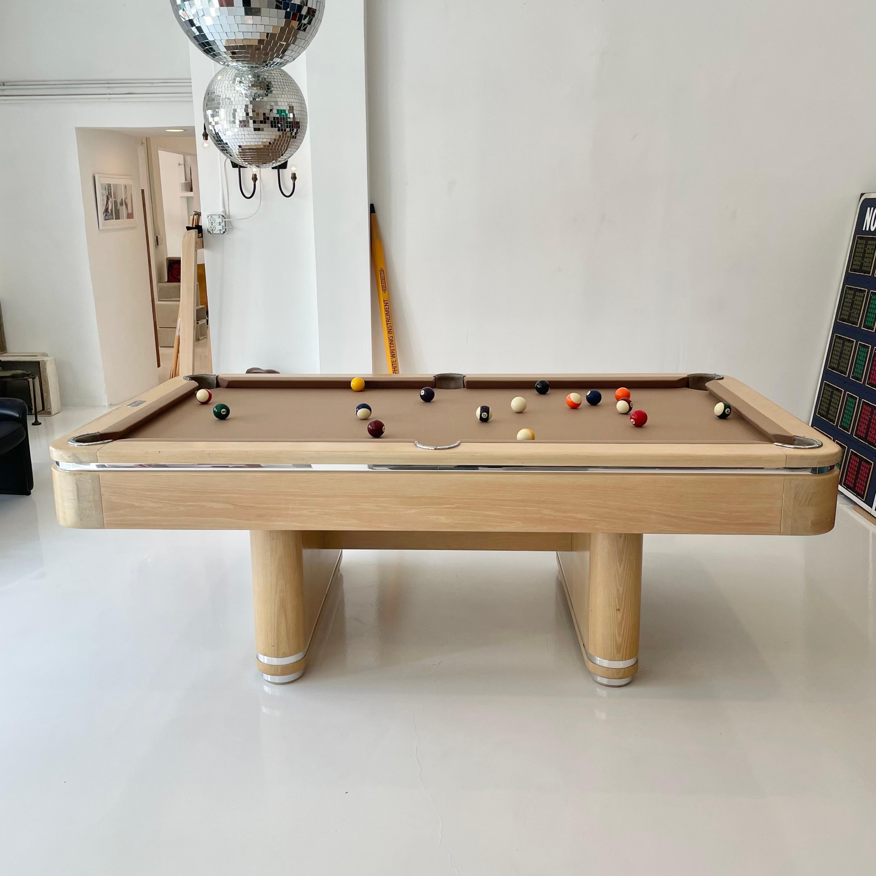 Chrome and Bleached Cherry Golden West Pool Table, 1980s USA 5