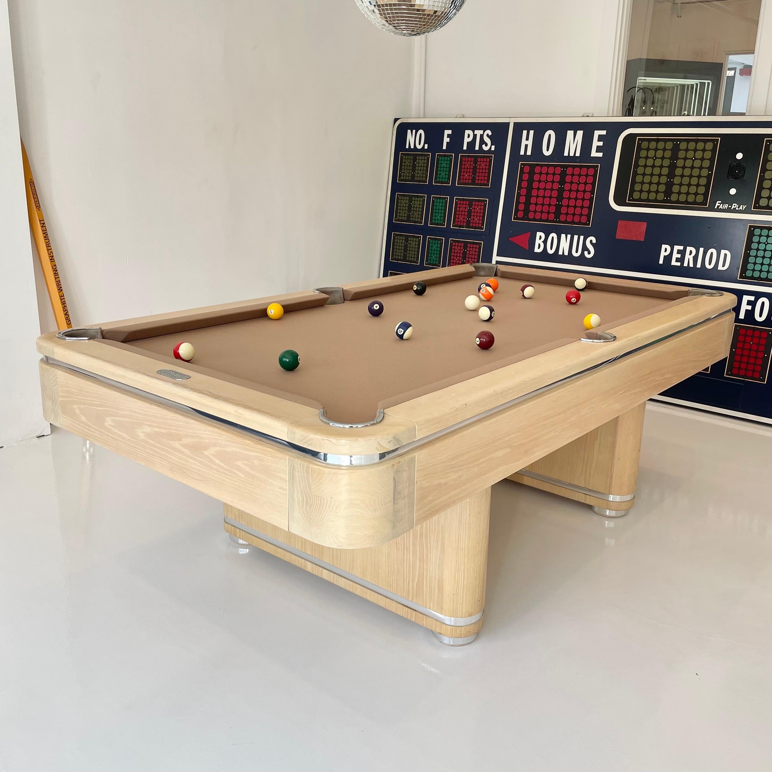 Chrome and Bleached Cherry Golden West Pool Table, 1980s USA 6