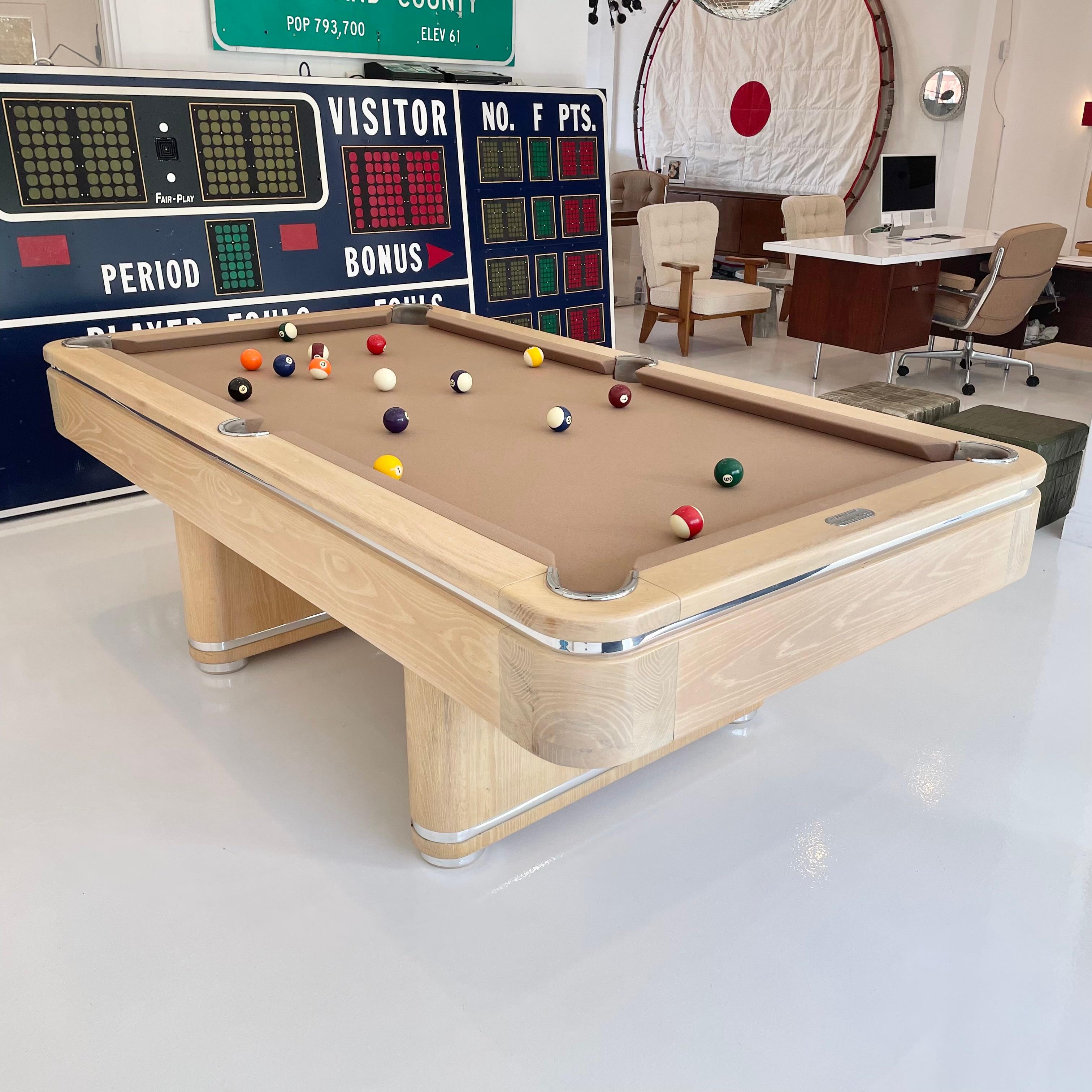 Chrome and Bleached Cherry Golden West Pool Table, 1980s USA 7