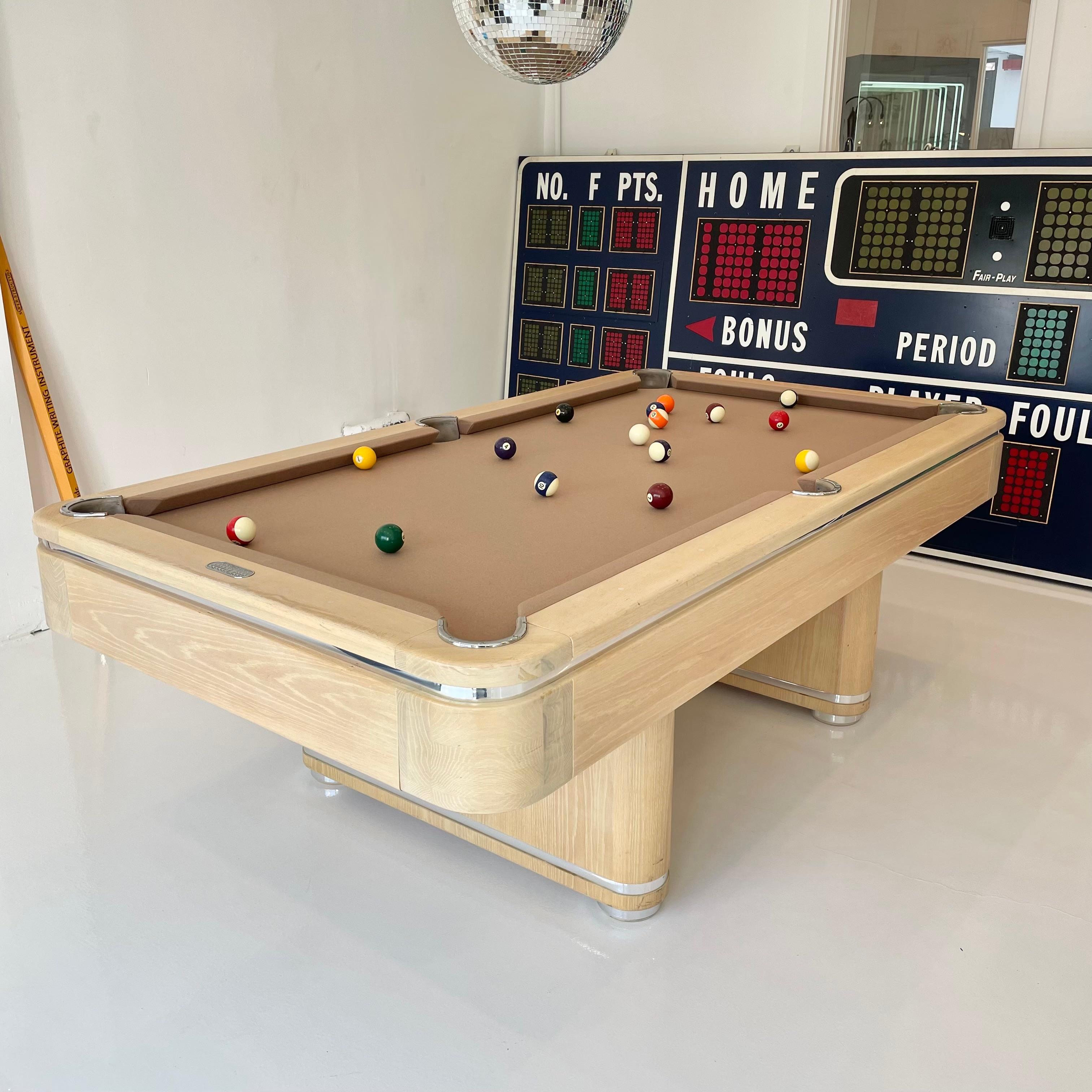 Wonderfully chic Cherry wood and chrome Golden West pool table made in Canoga Park, California as part of Golden West's 