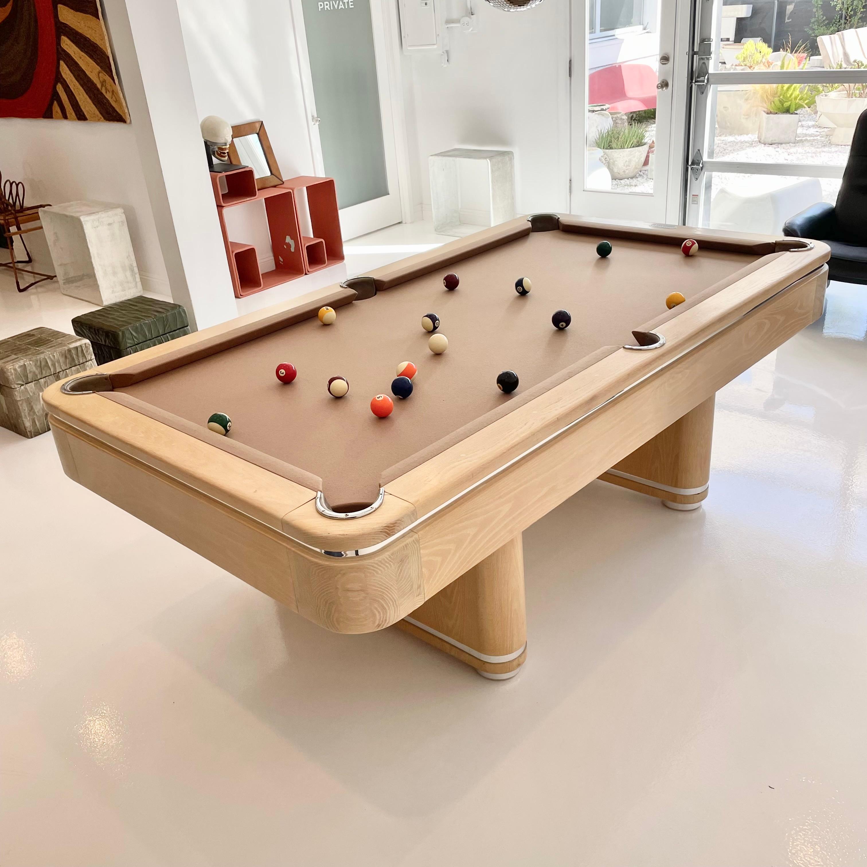 Late 20th Century Chrome and Bleached Cherry Golden West Pool Table, 1980s USA