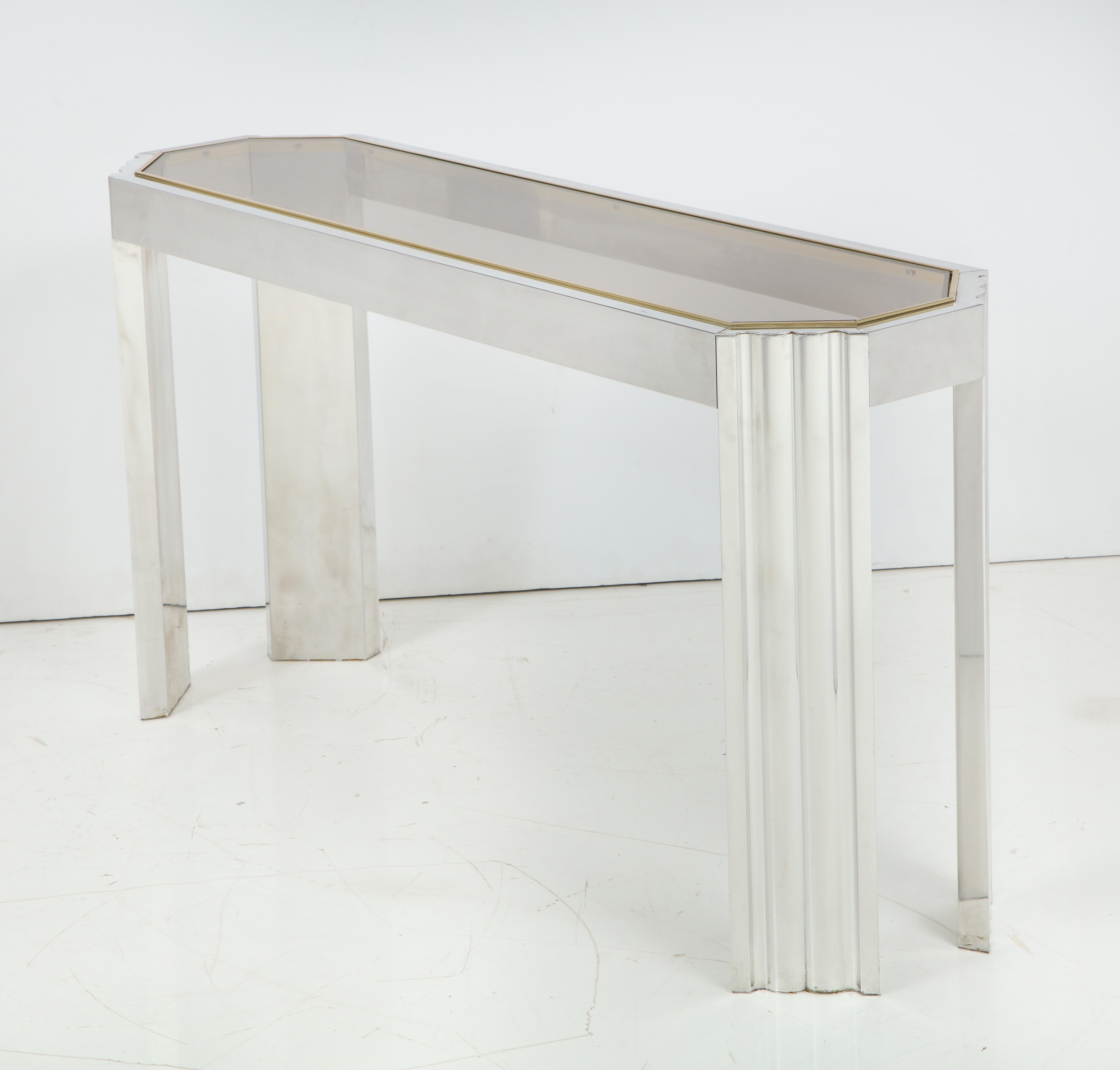 Chrome and Brass 1970s Console Table 3