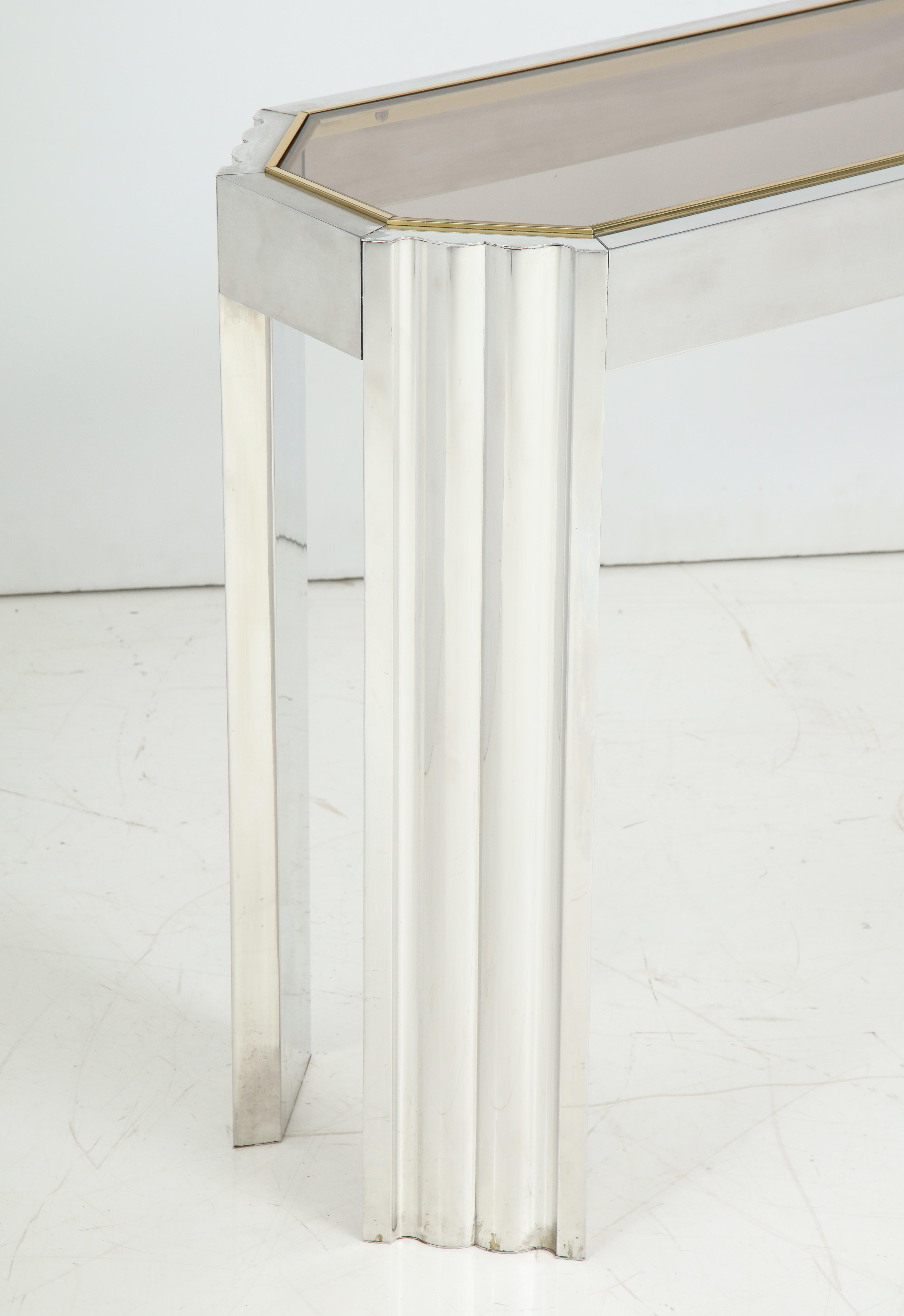 American Chrome and Brass 1970s Console Table