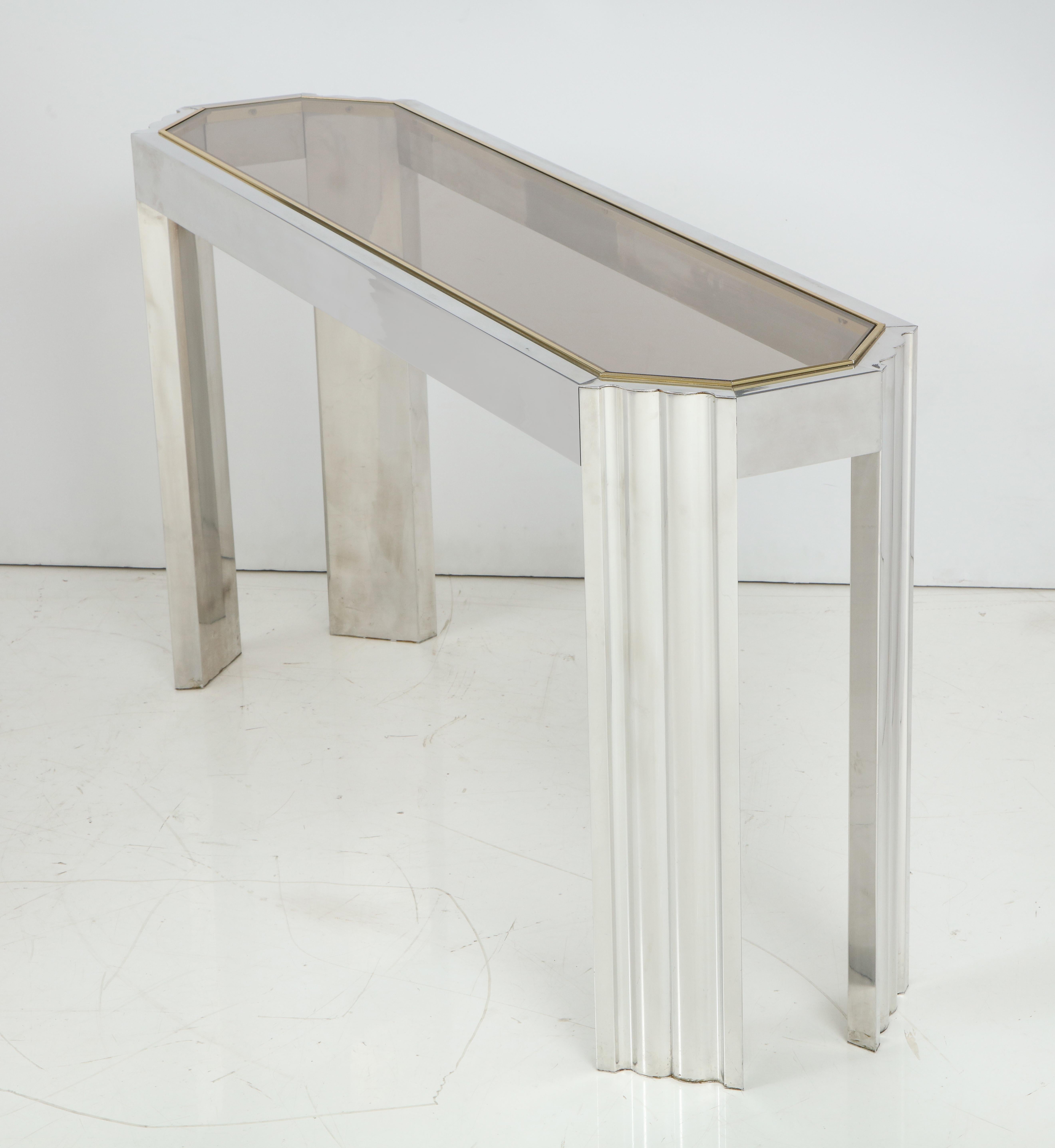 Chrome and Brass 1970s Console Table 2