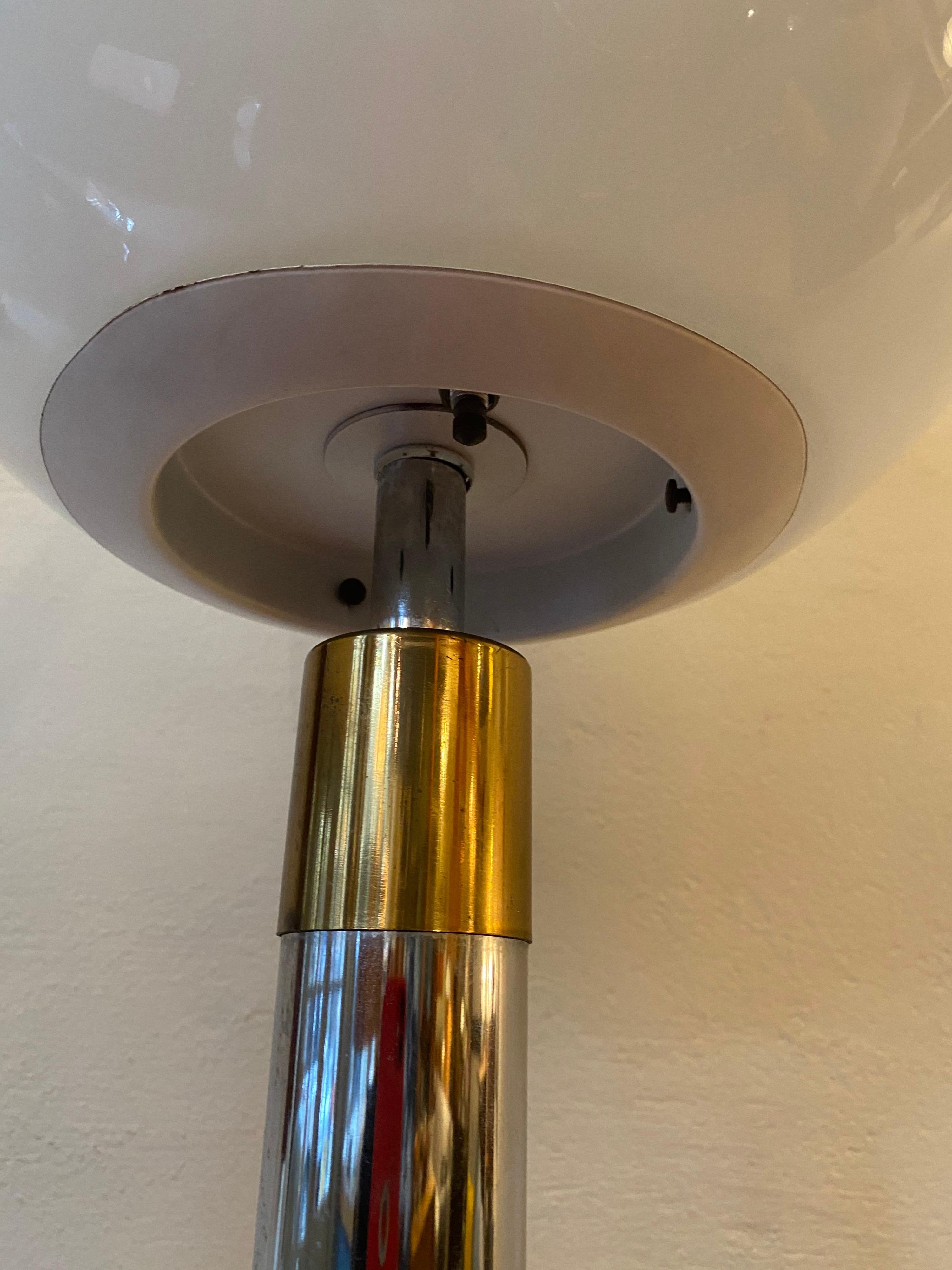 Mid-Century Modern Chrome and Brass Ball Table Lamp