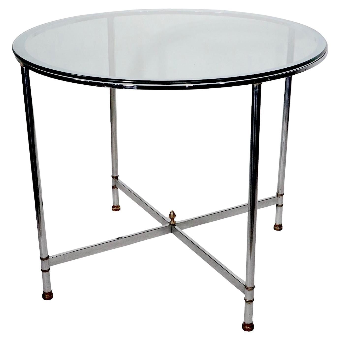 Chrome and Brass Center Table Dining Table Made in Italy, circa 1960s 