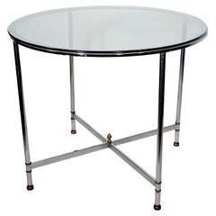 Chrome and Brass Center Table Dining Table Made in Italy, circa 1960s 