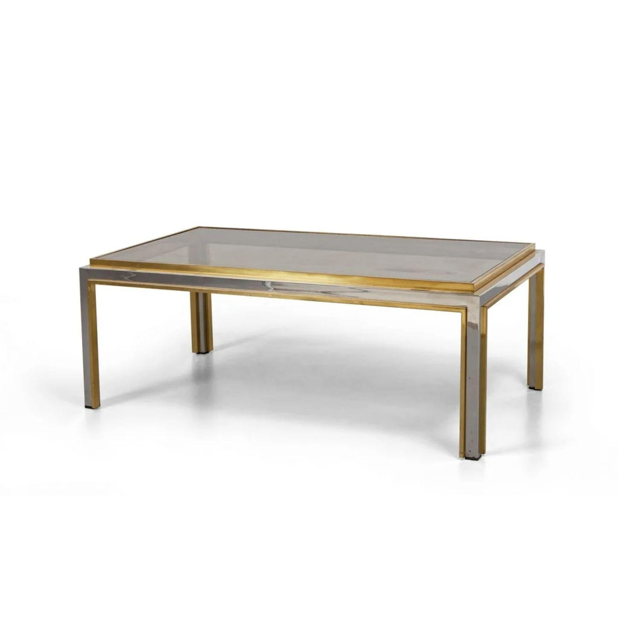 Chrome and Brass Coffee Table by Romeo Rega, 1970s In Good Condition For Sale In London, GB