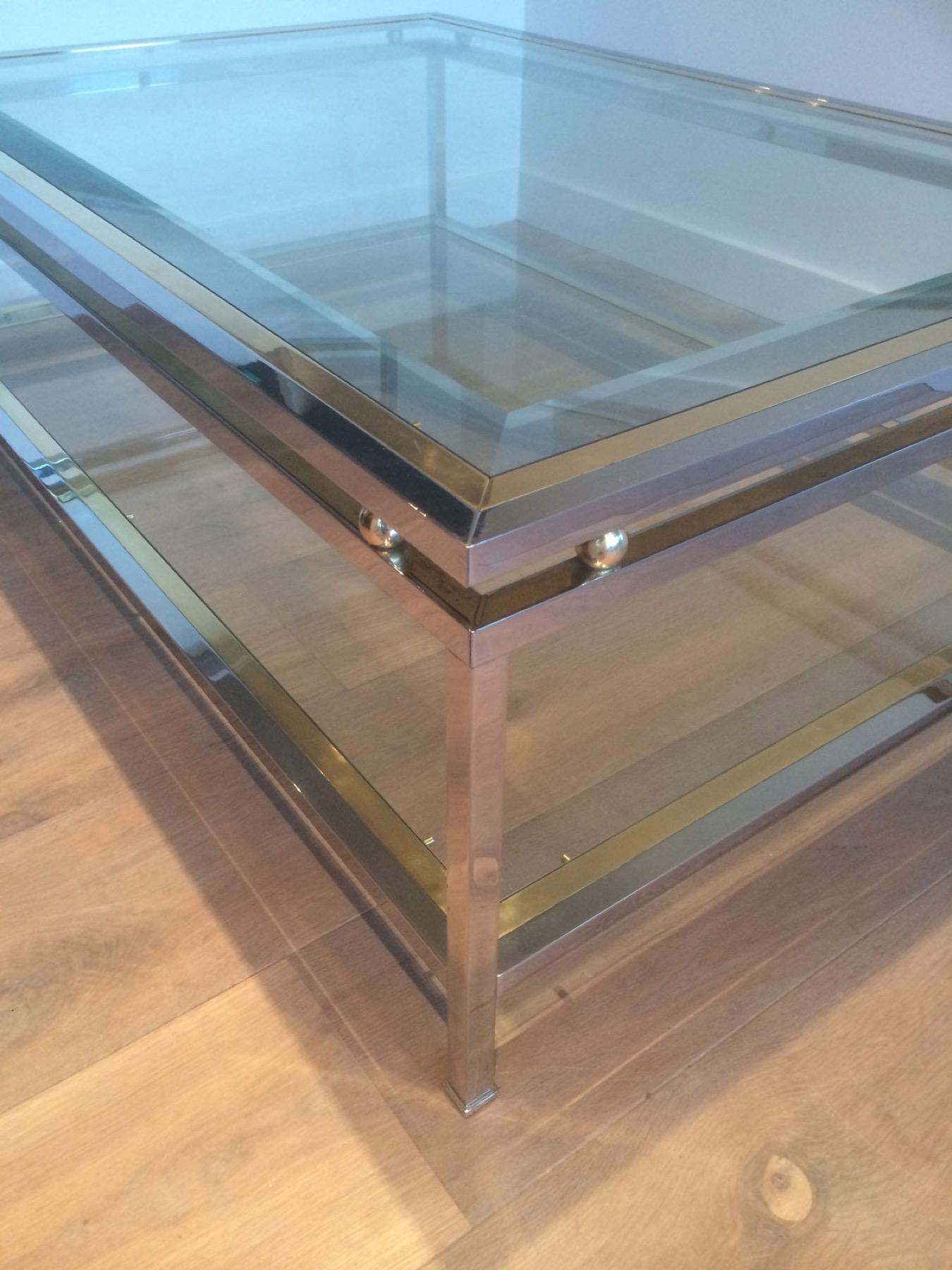 Chrome and Brass Coffee Table For Sale 4