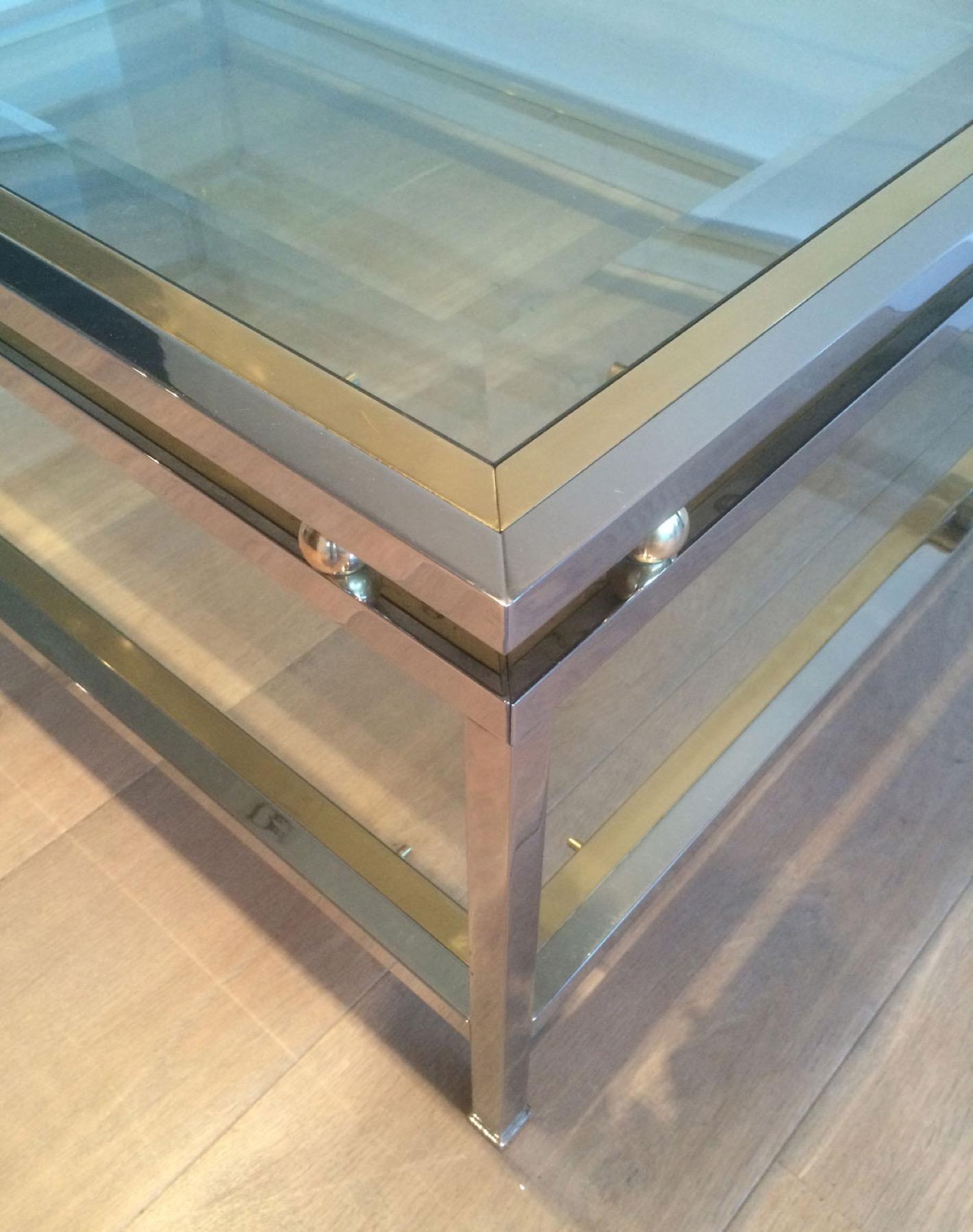 Chrome and Brass Coffee Table For Sale 5