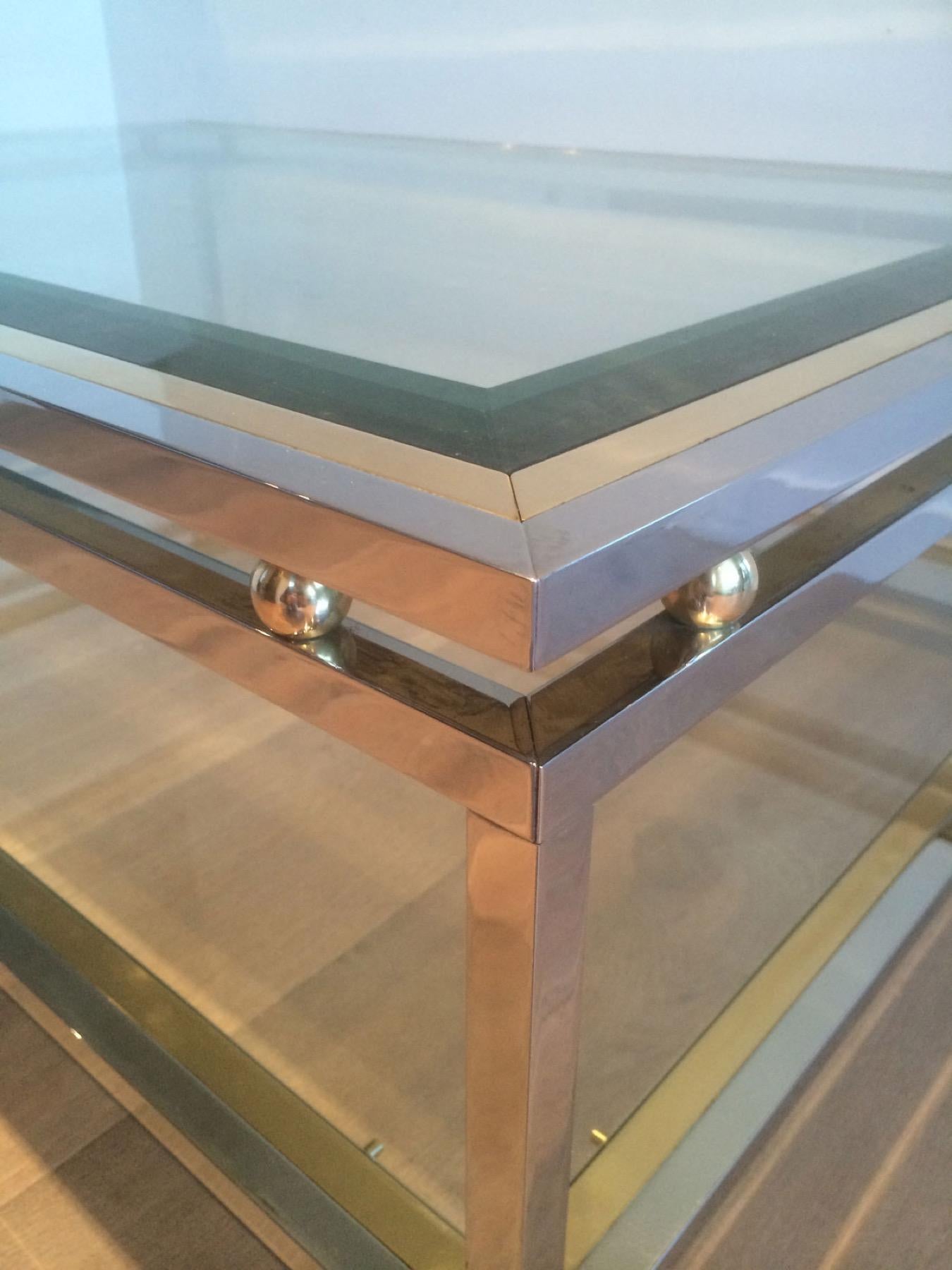 Chrome and Brass Coffee Table For Sale 6