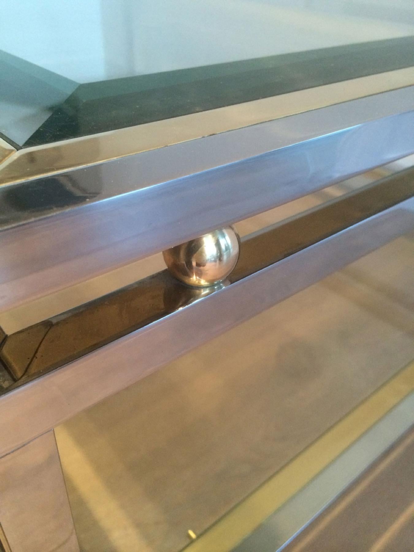 Chrome and Brass Coffee Table For Sale 7