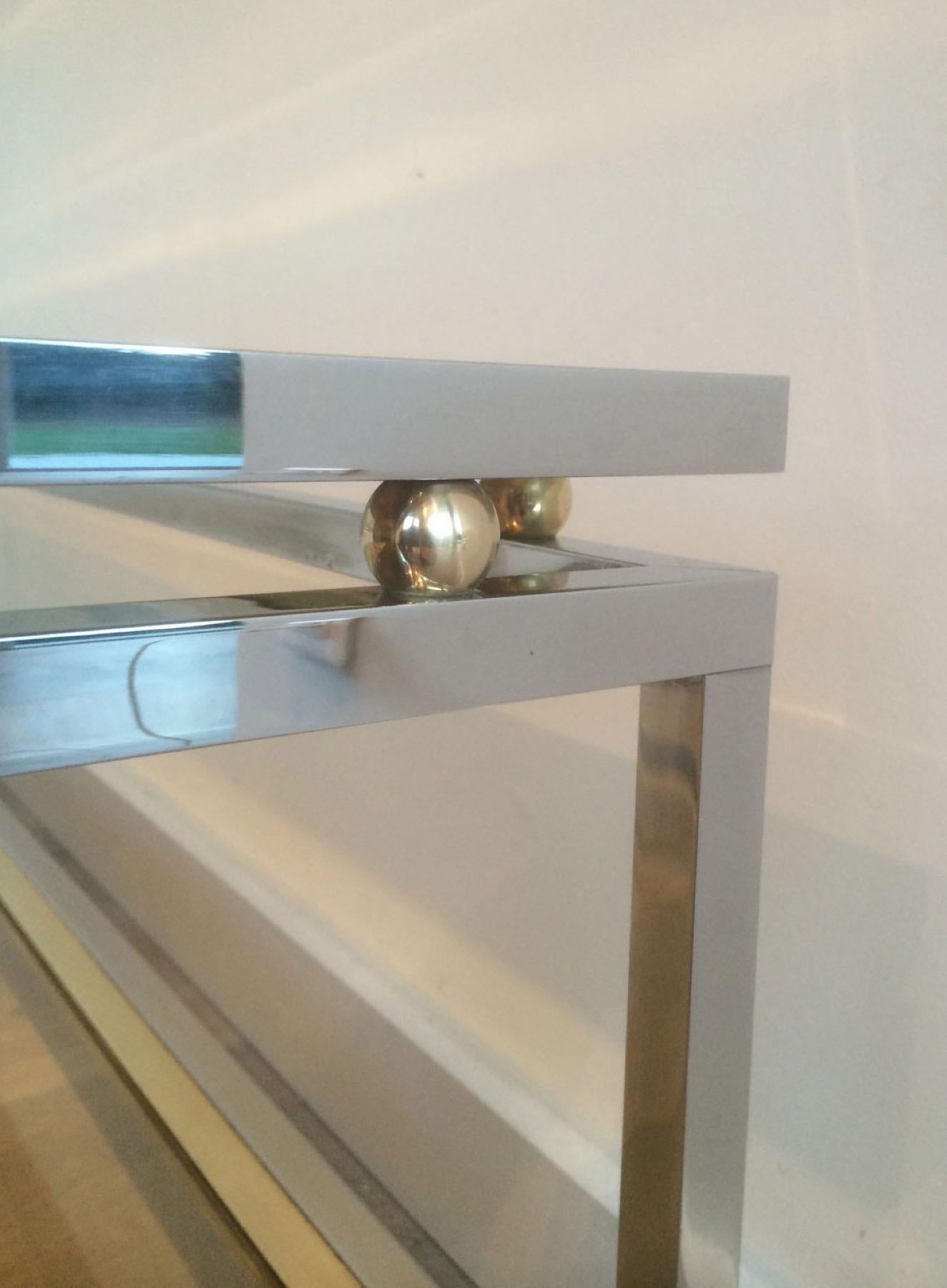 Chrome and Brass Coffee Table For Sale 8
