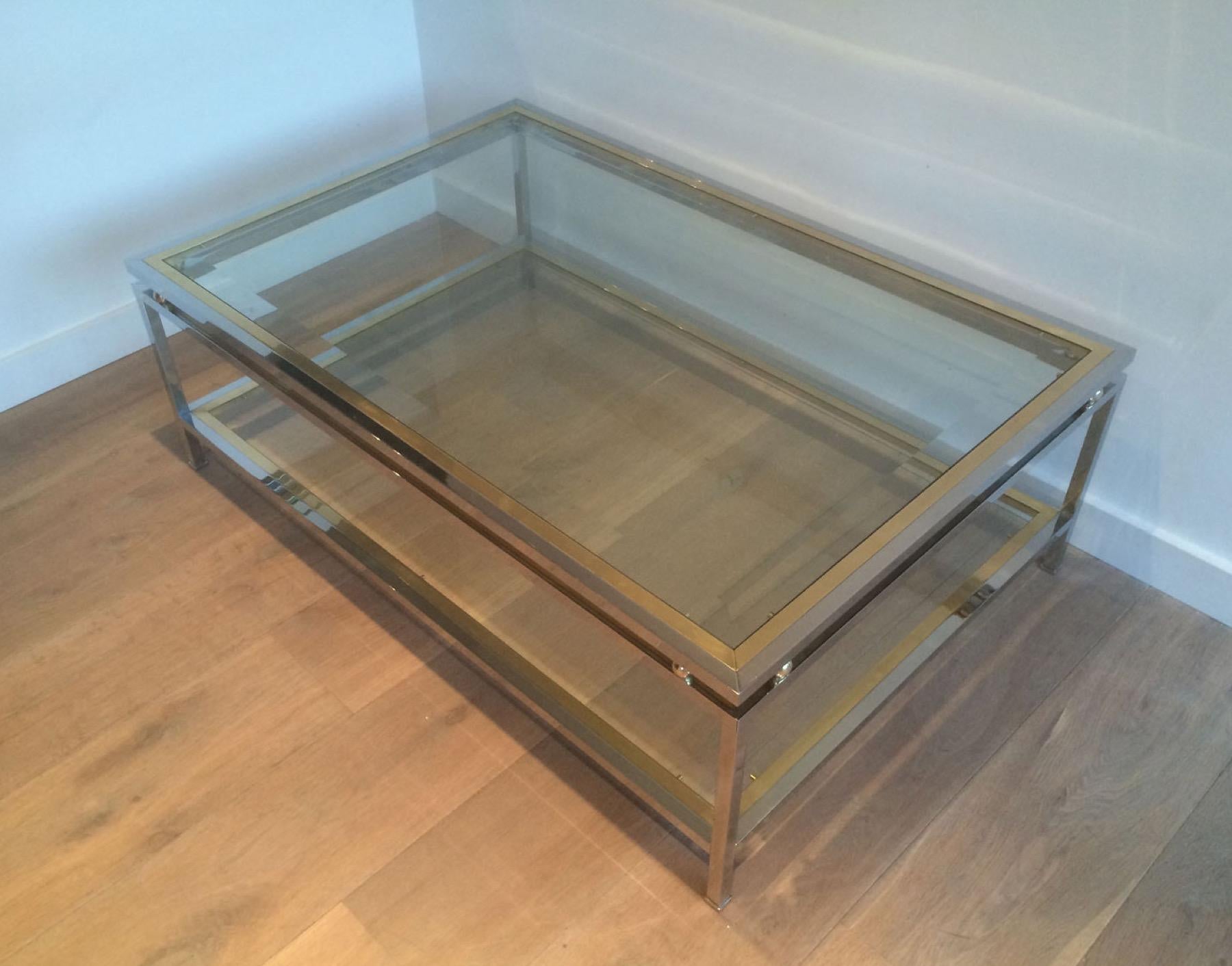Chrome and Brass Coffee Table For Sale 11