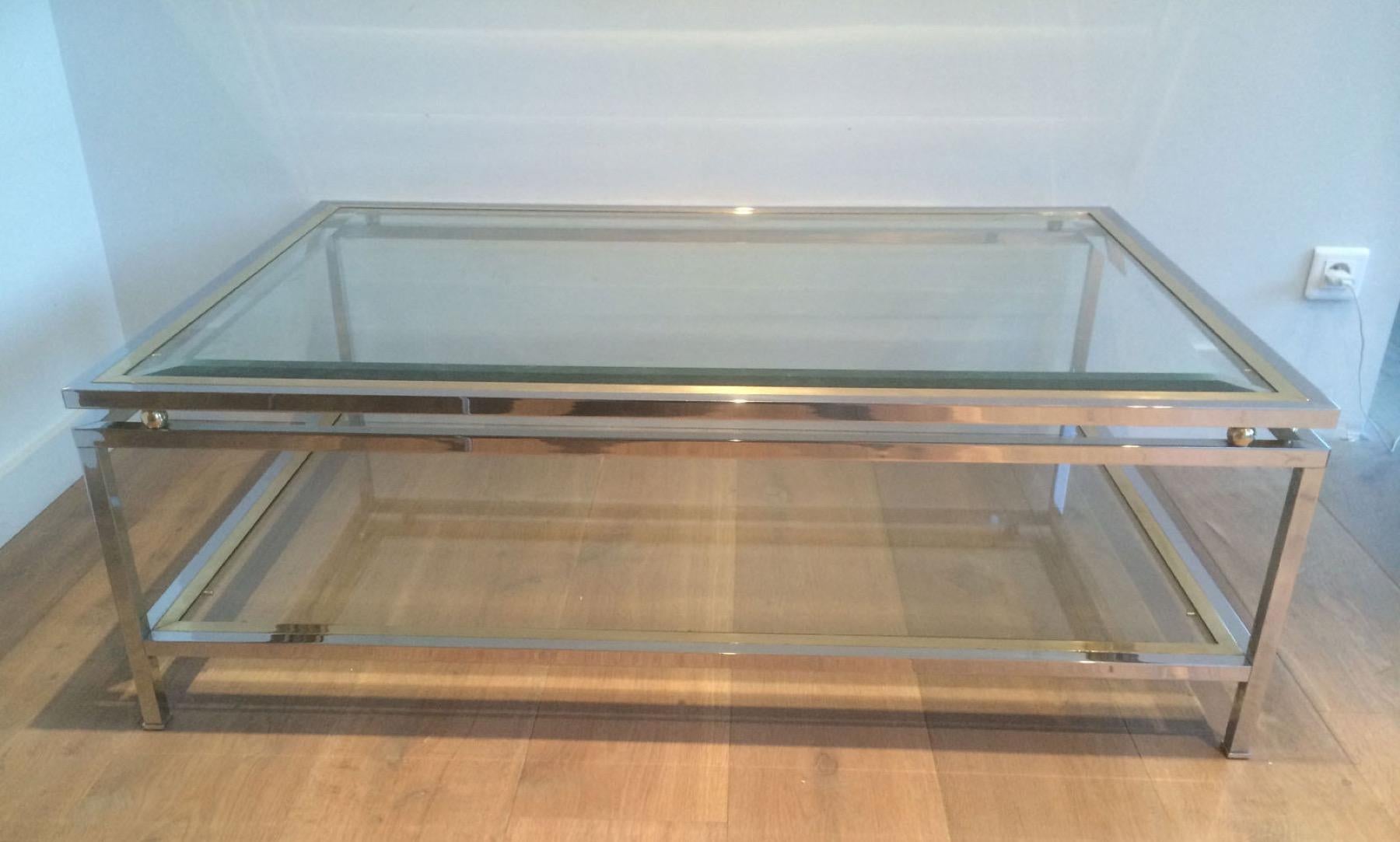 Chrome and Brass Coffee Table For Sale 12