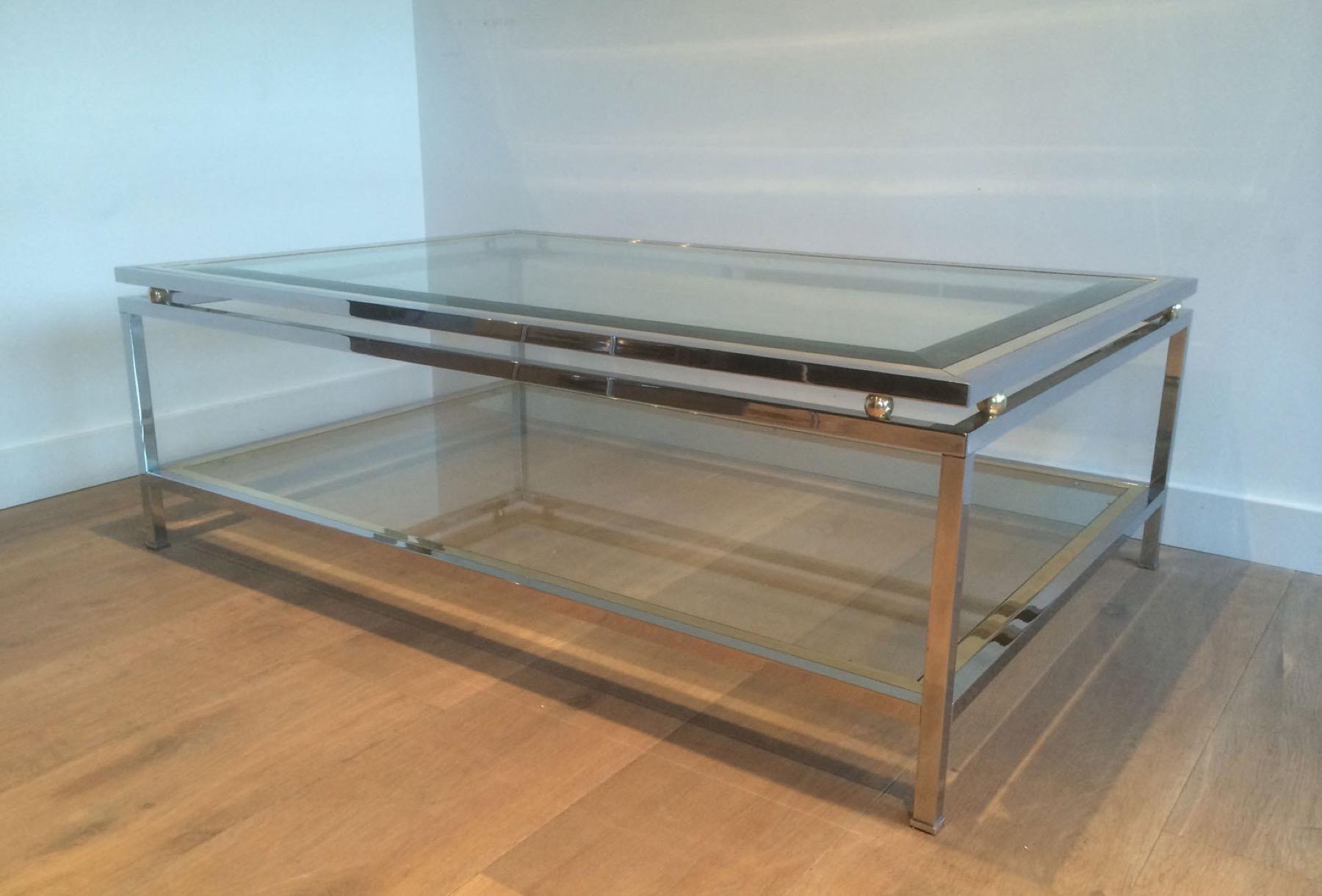 Chrome and Brass Coffee Table For Sale 13