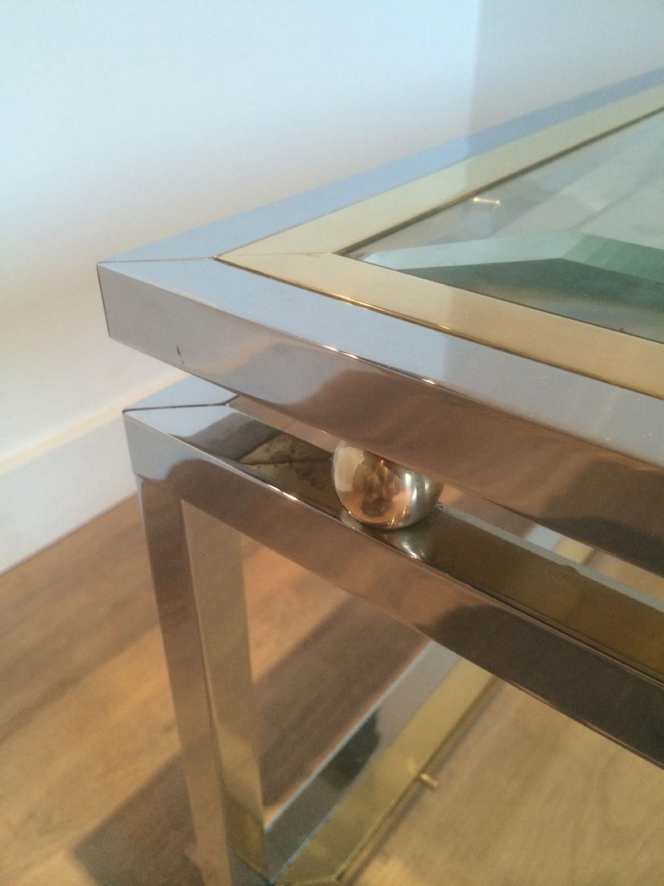 Late 20th Century Chrome and Brass Coffee Table For Sale
