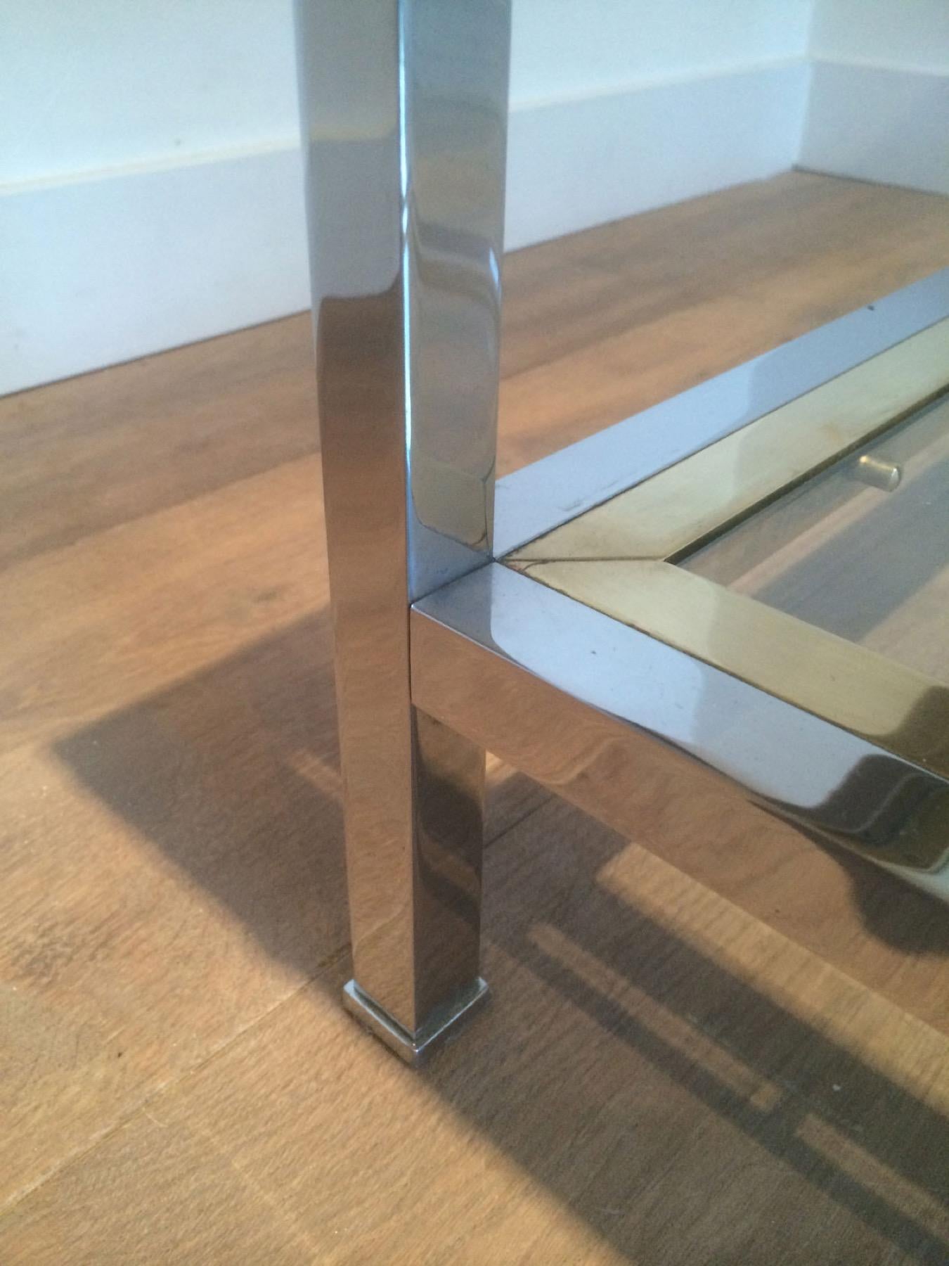 Chrome and Brass Coffee Table For Sale 1