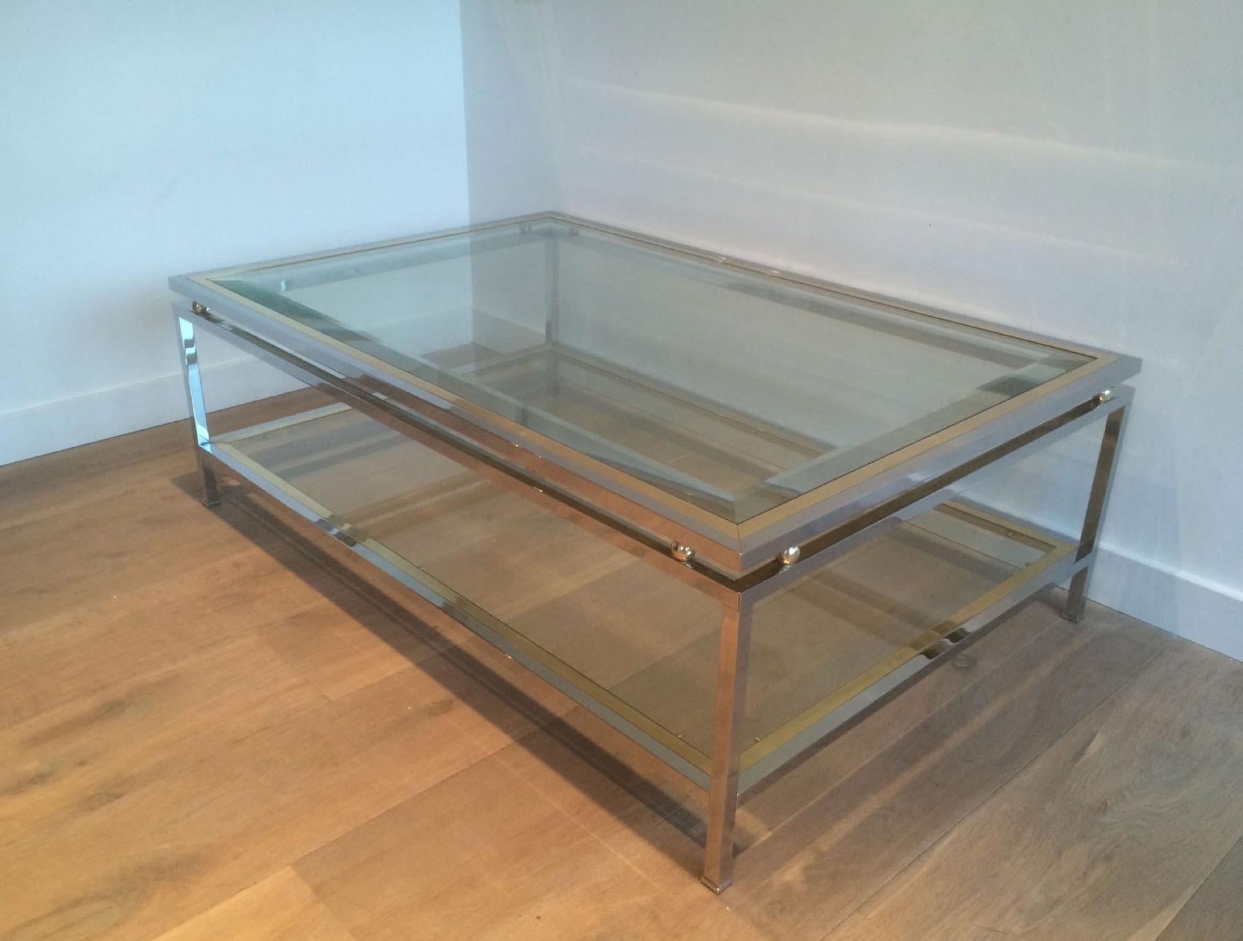 Chrome and Brass Coffee Table For Sale 3