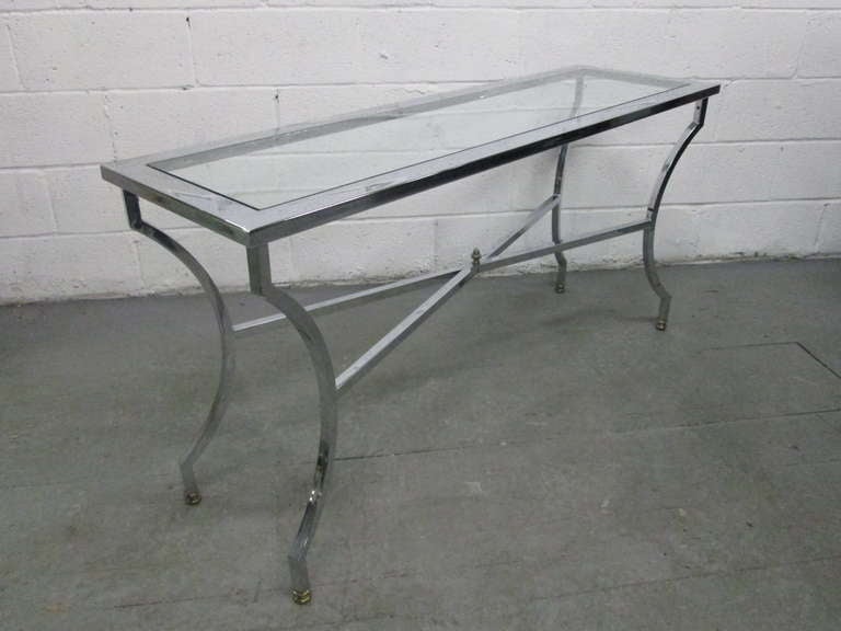 Directoire Chrome and Brass Console after Jansen For Sale