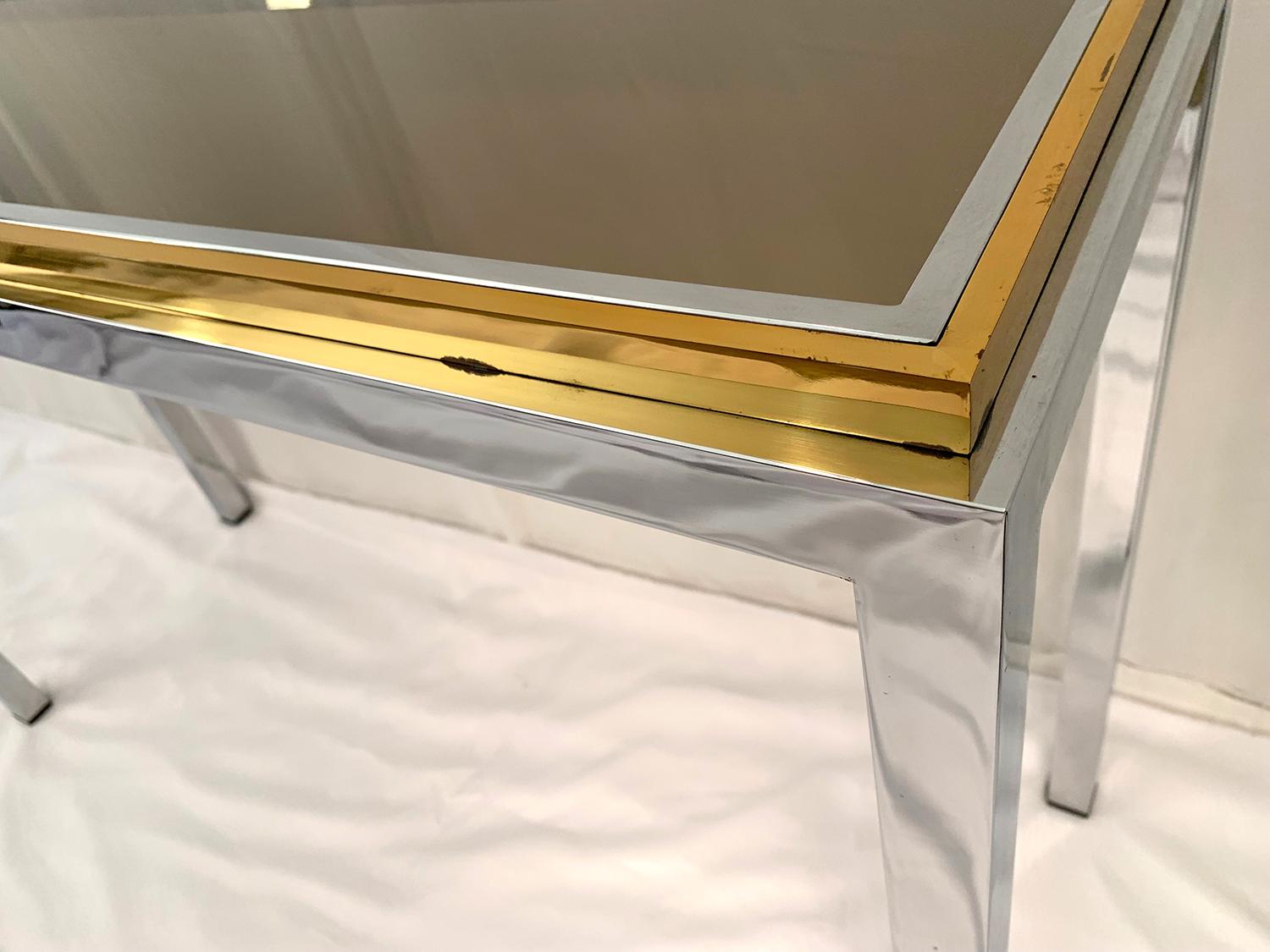 Chrome and Brass Console by Willy Rizzo, Linea Flaminia In Good Condition In Brussels, Brussels