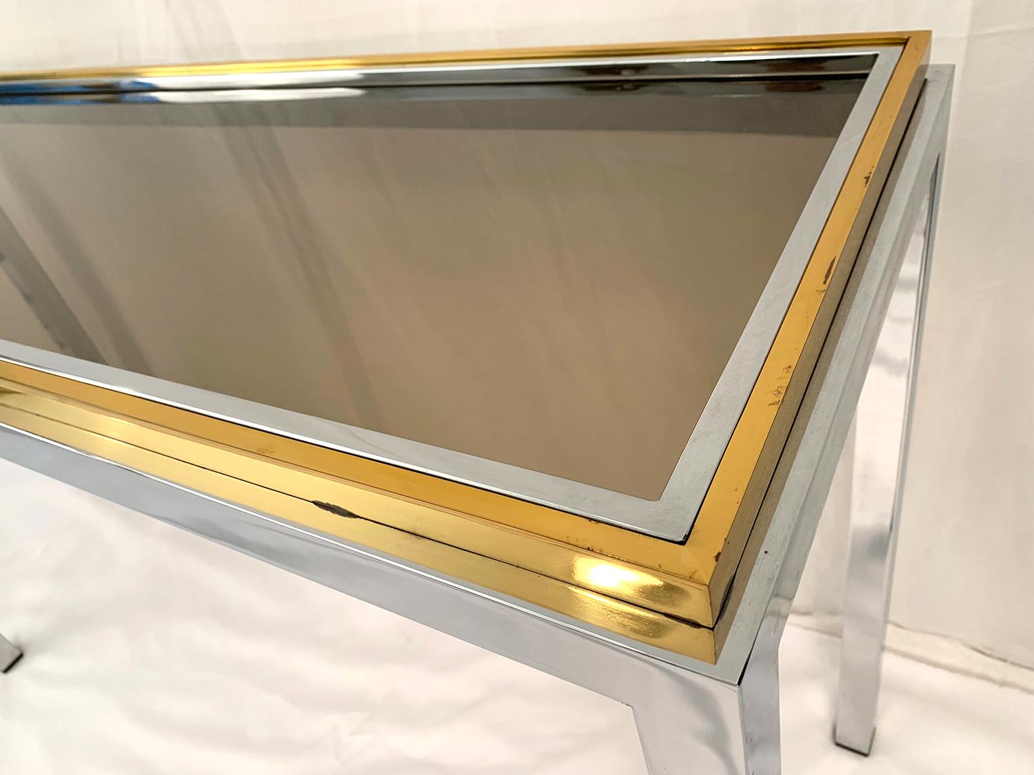 Late 20th Century Chrome and Brass Console by Willy Rizzo, Linea Flaminia