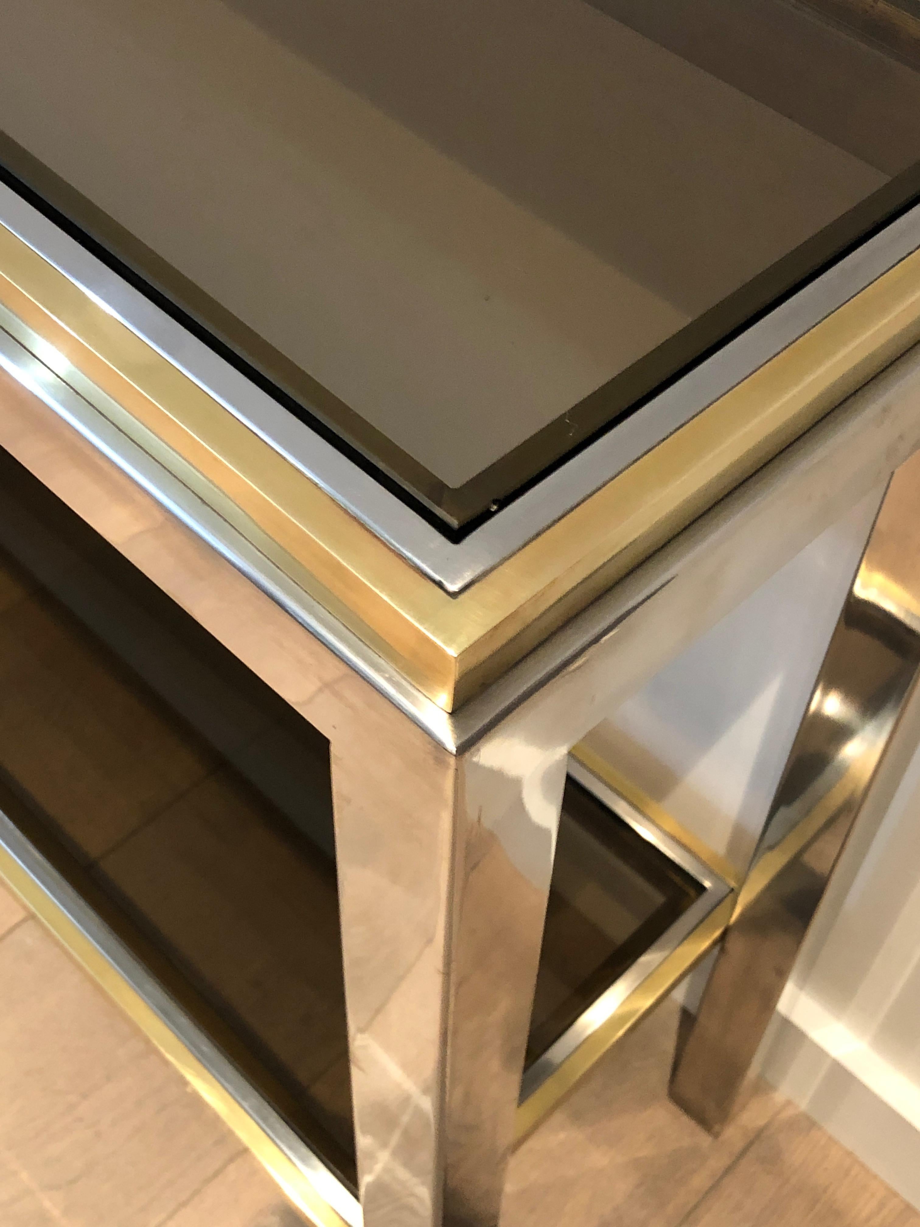 Chrome and Brass Console Table, circa 1970 For Sale 4