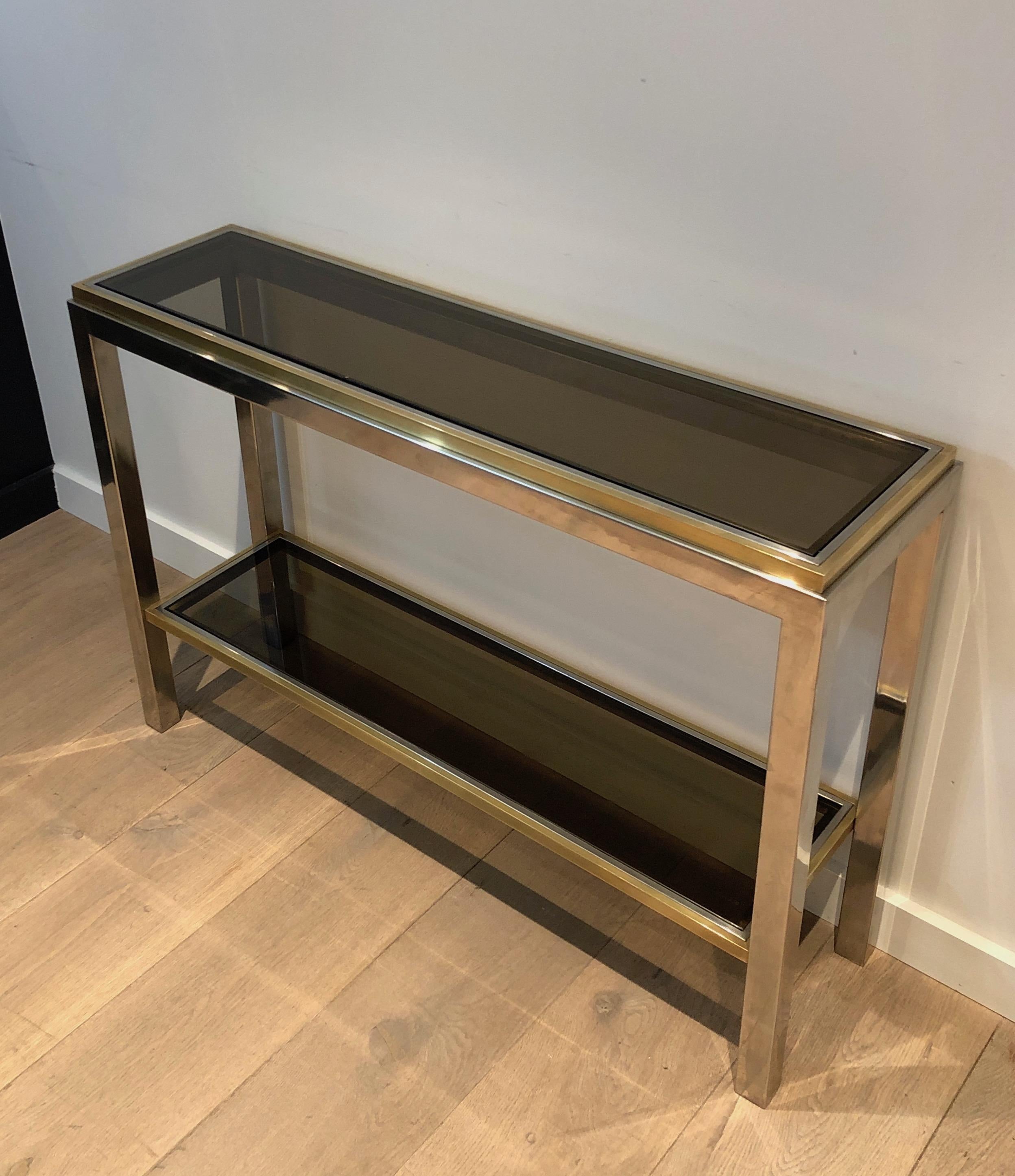 Chrome and Brass Console Table, circa 1970 For Sale 6